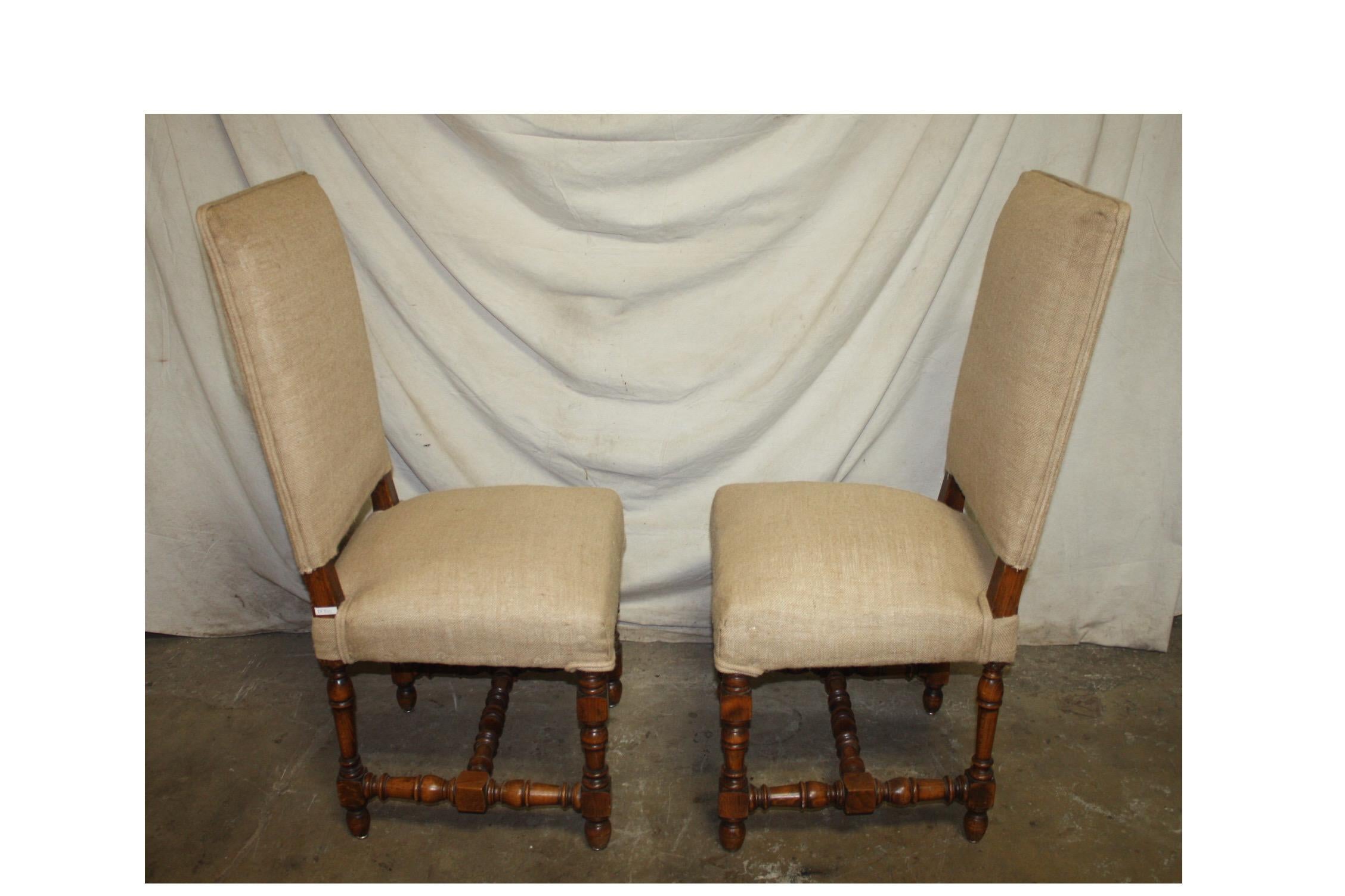 Burlap French 19th Century Chairs