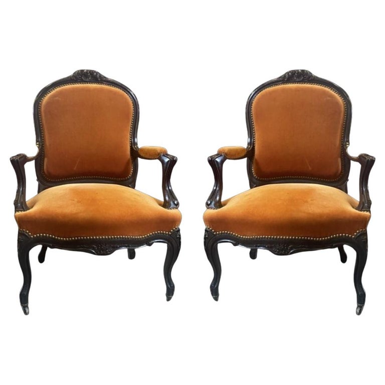 French 19th Century Chairs with Original Black Patina For Sale at 1stDibs