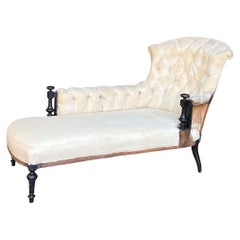 French 19th Century Chaise with Wooden Arm Details