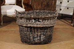 French 19th Century Champagne Harvesting Wicker Baskets with Lateral Handles