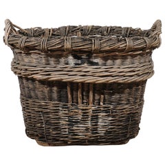 French 19th Century Champagne Harvesting Wicker Baskets with Lateral Handles