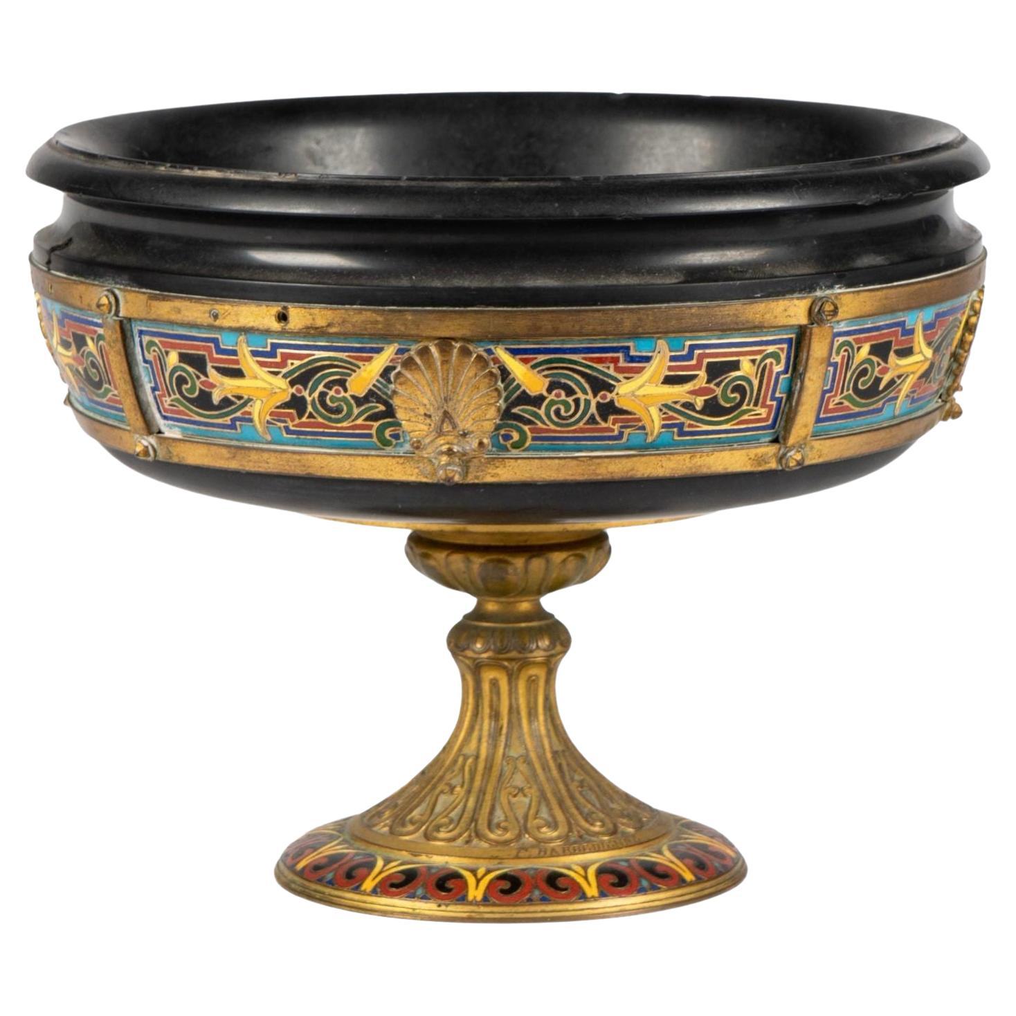 Compote Barbedienne française du 19ème siècle en champlevé