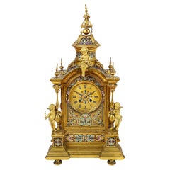 Antique French 19th Century Champleve enamel mantle clock