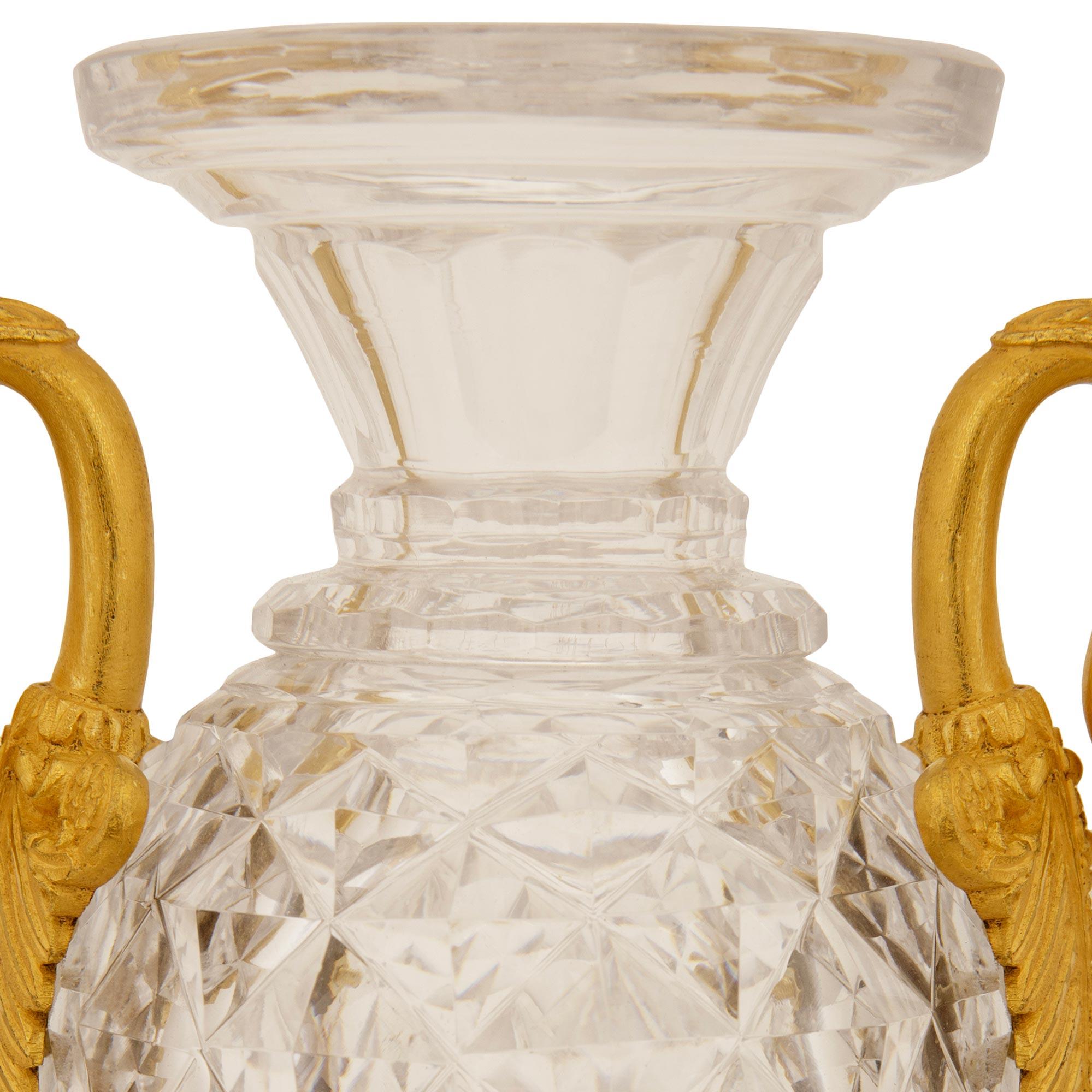French 19th century Charles X Period Baccarat Crystal and Ormolu garniture set For Sale 1