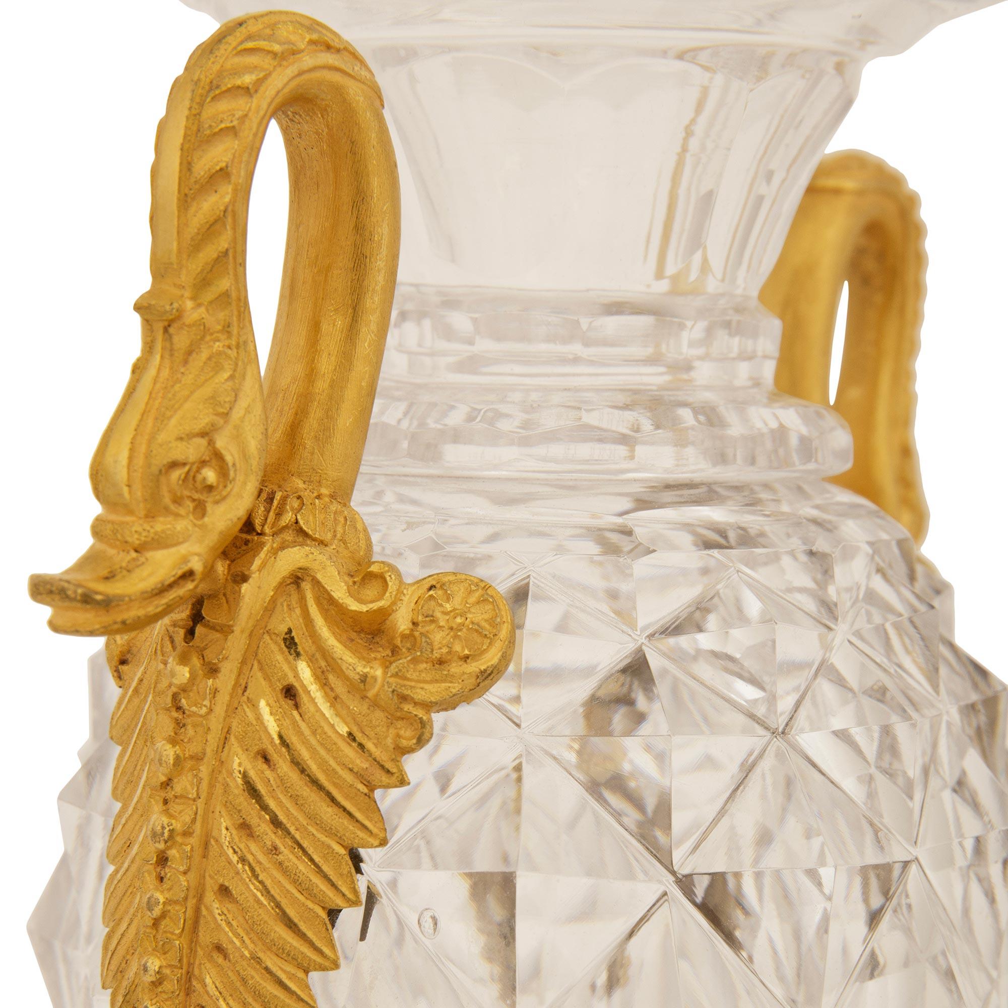 French 19th century Charles X Period Baccarat Crystal and Ormolu garniture set For Sale 2