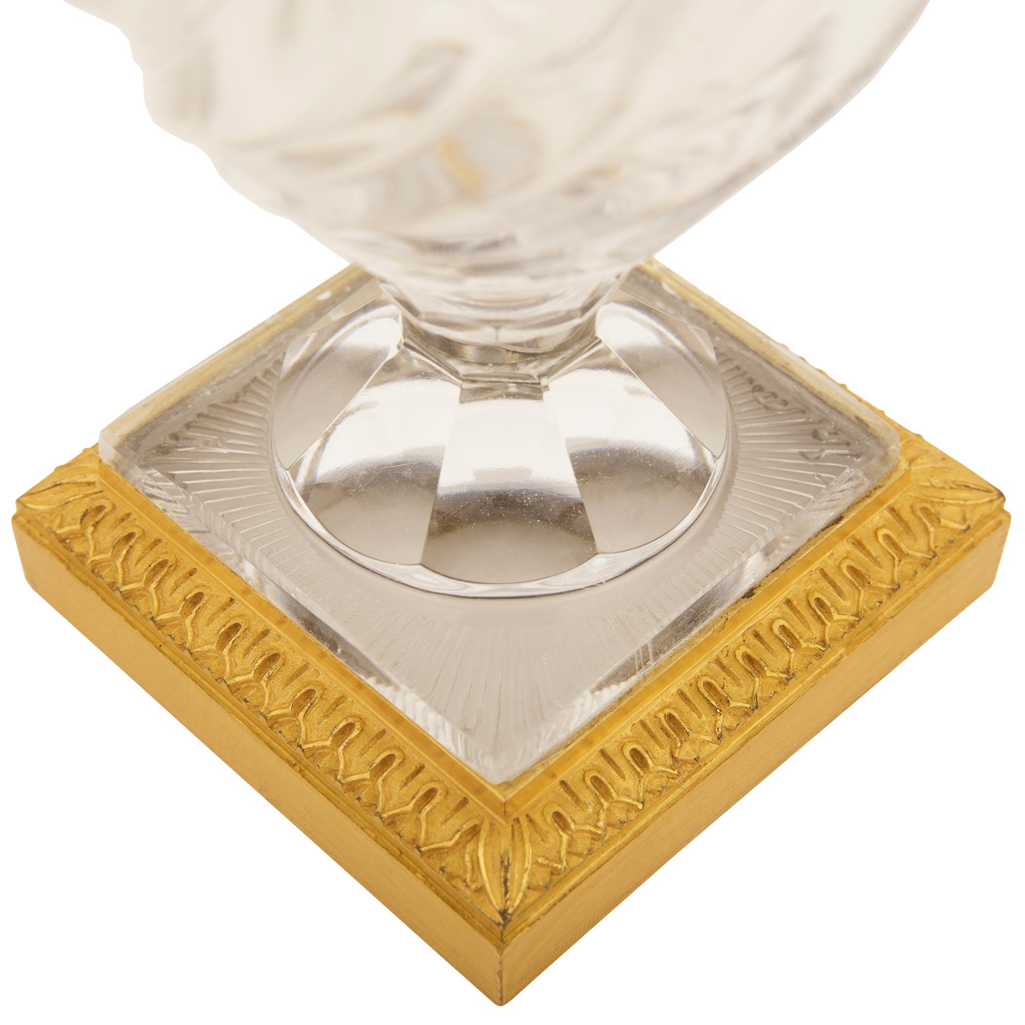 French 19th century Charles X Period Baccarat Crystal and Ormolu garniture set For Sale 3