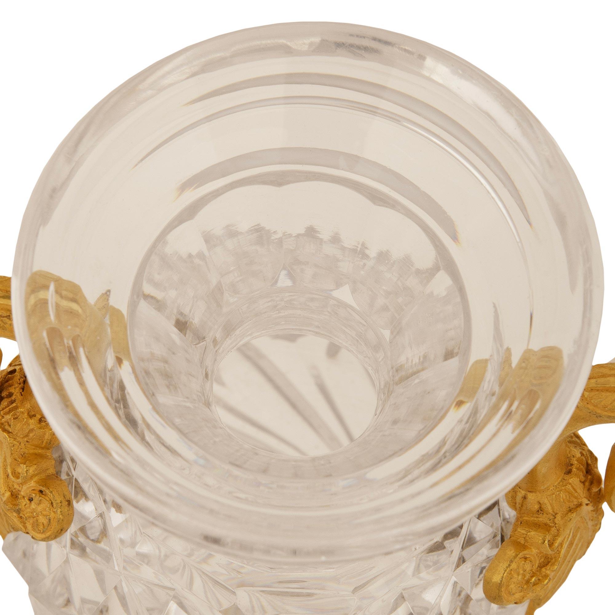 French 19th century Charles X Period Baccarat Crystal and Ormolu garniture set For Sale 4