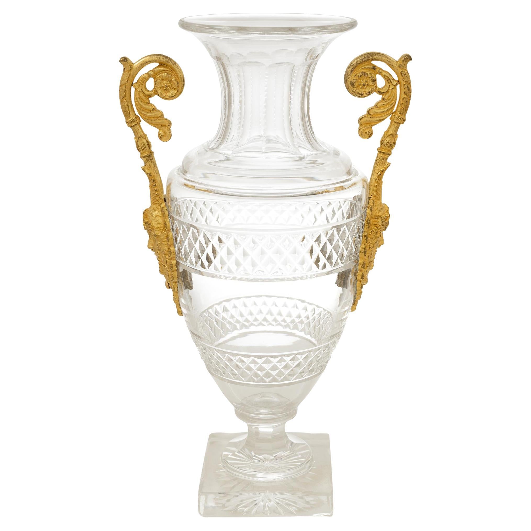 French 19th century Charles X Period Baccarat Crystal and Ormolu vase