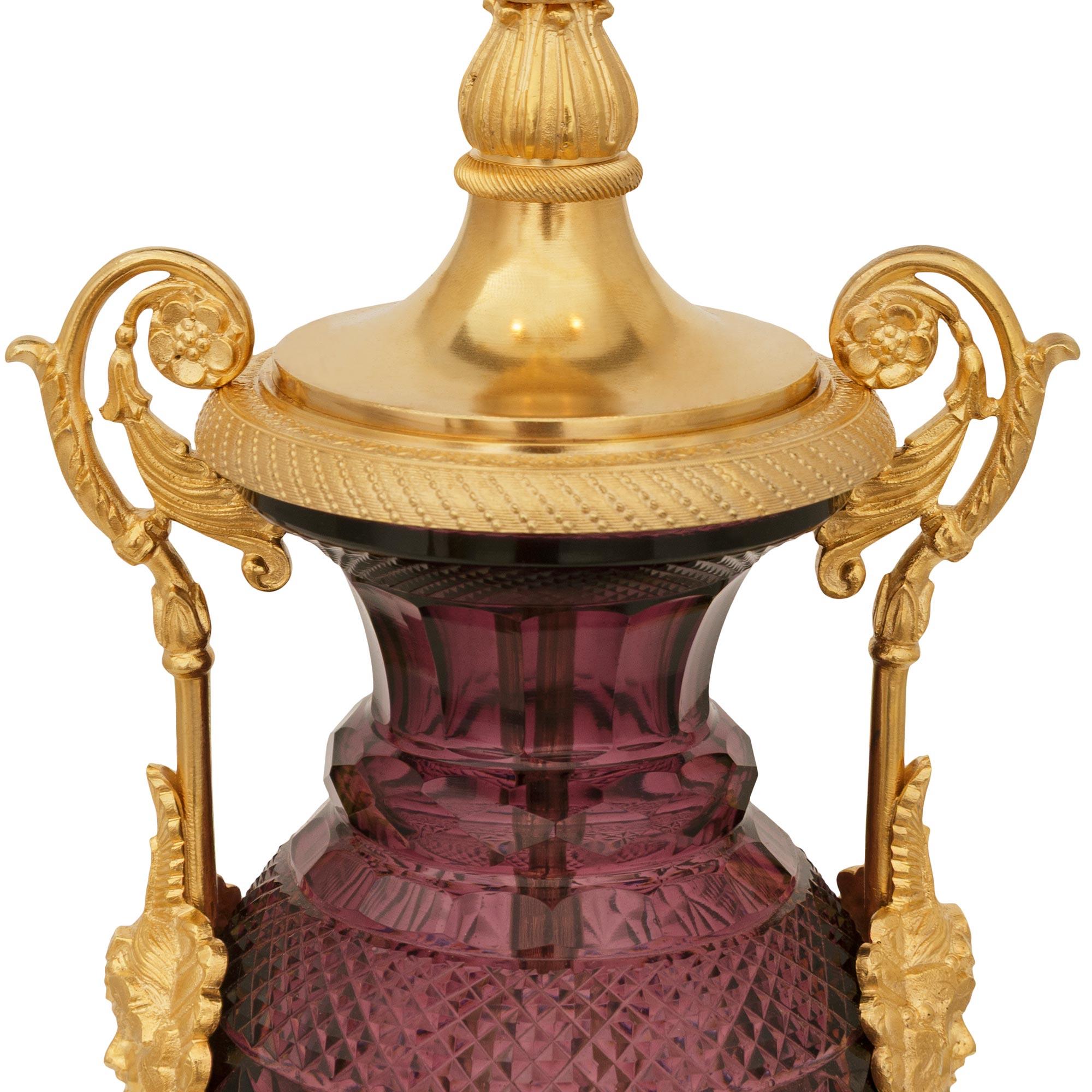 Lampada francese del XIX secolo del periodo Charles X in cristallo e ormeggio In condizioni buone in vendita a West Palm Beach, FL