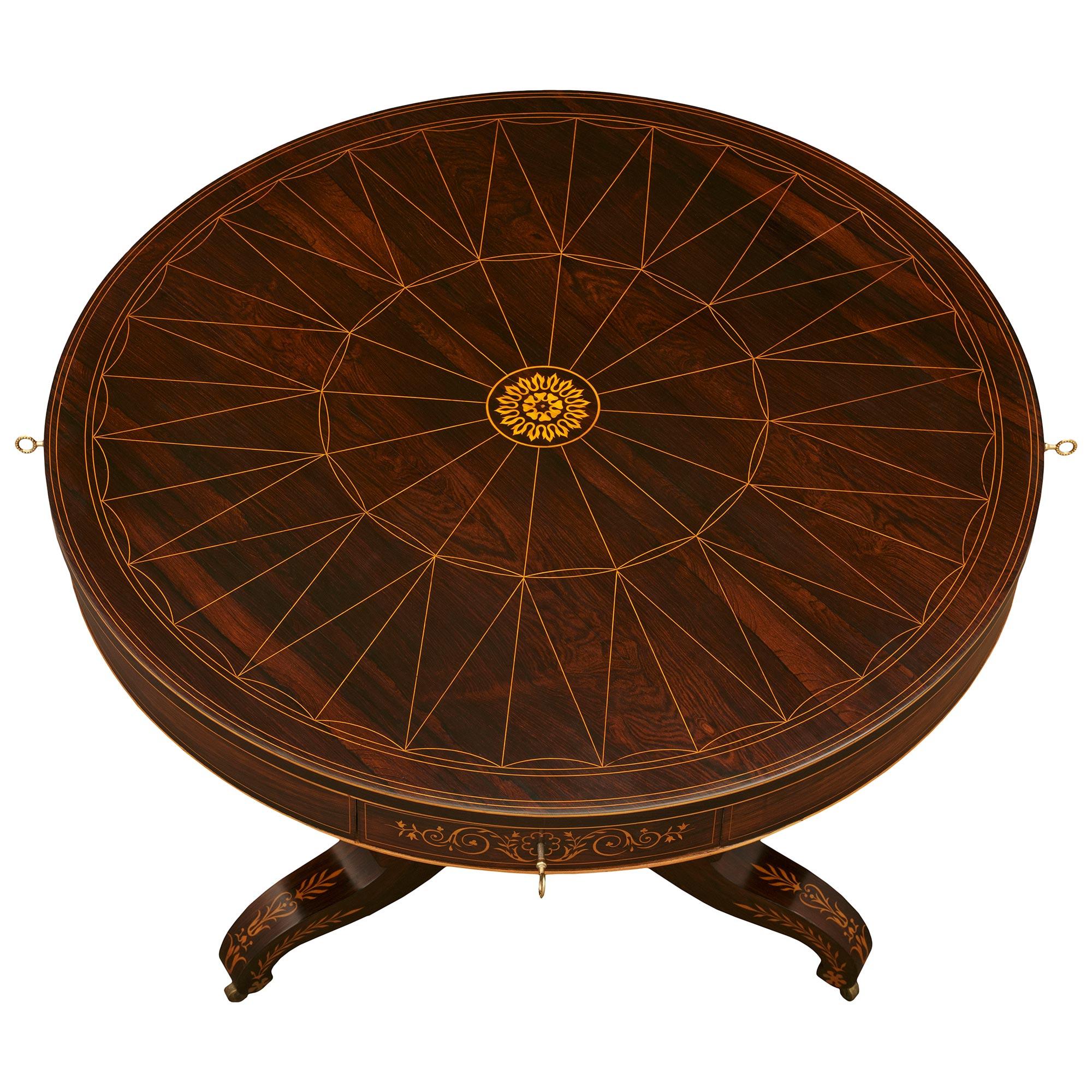 French 19th century Charles X Period Mahogany, Rosewood and Maple center table For Sale 6