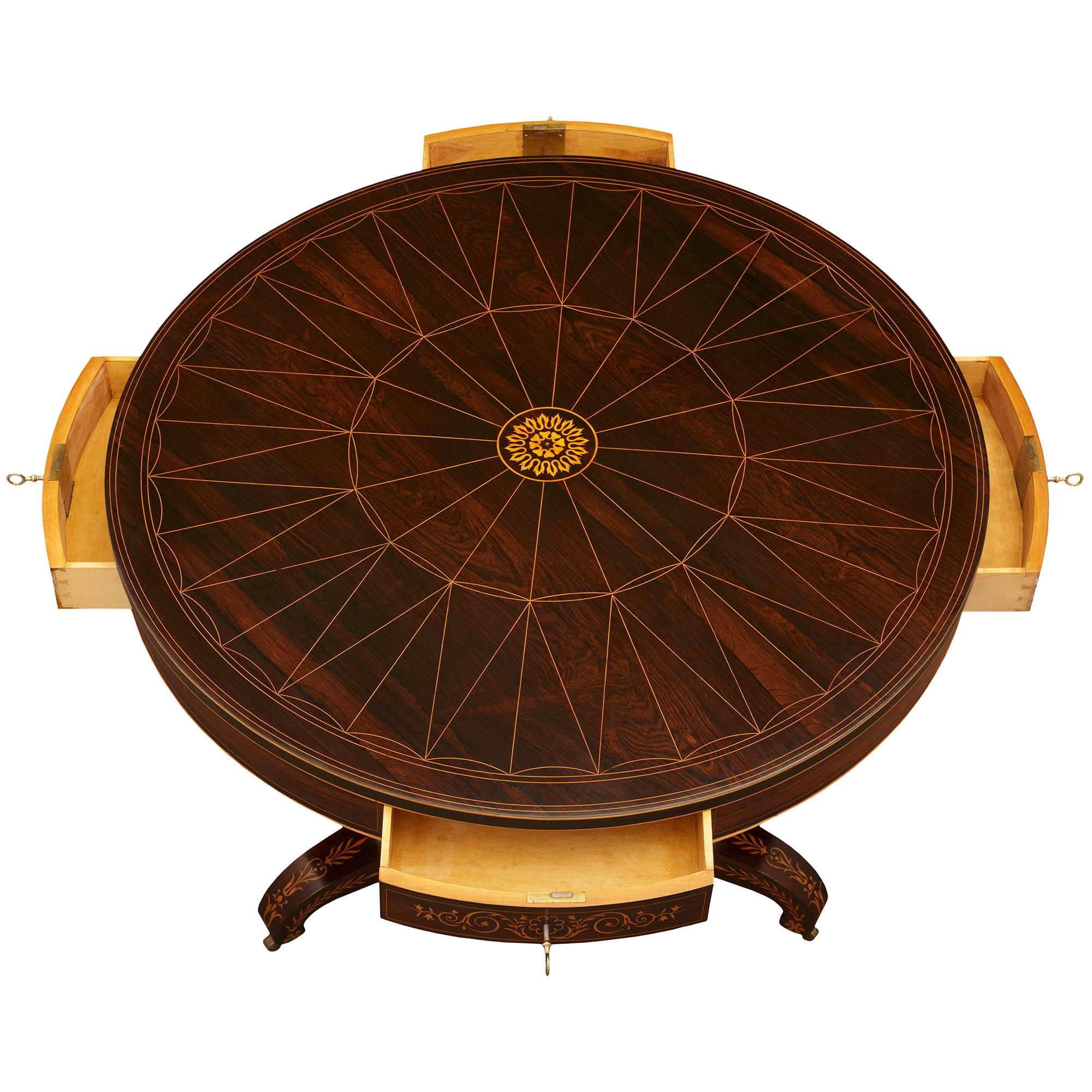 French 19th century Charles X Period Mahogany, Rosewood and Maple center table For Sale 7