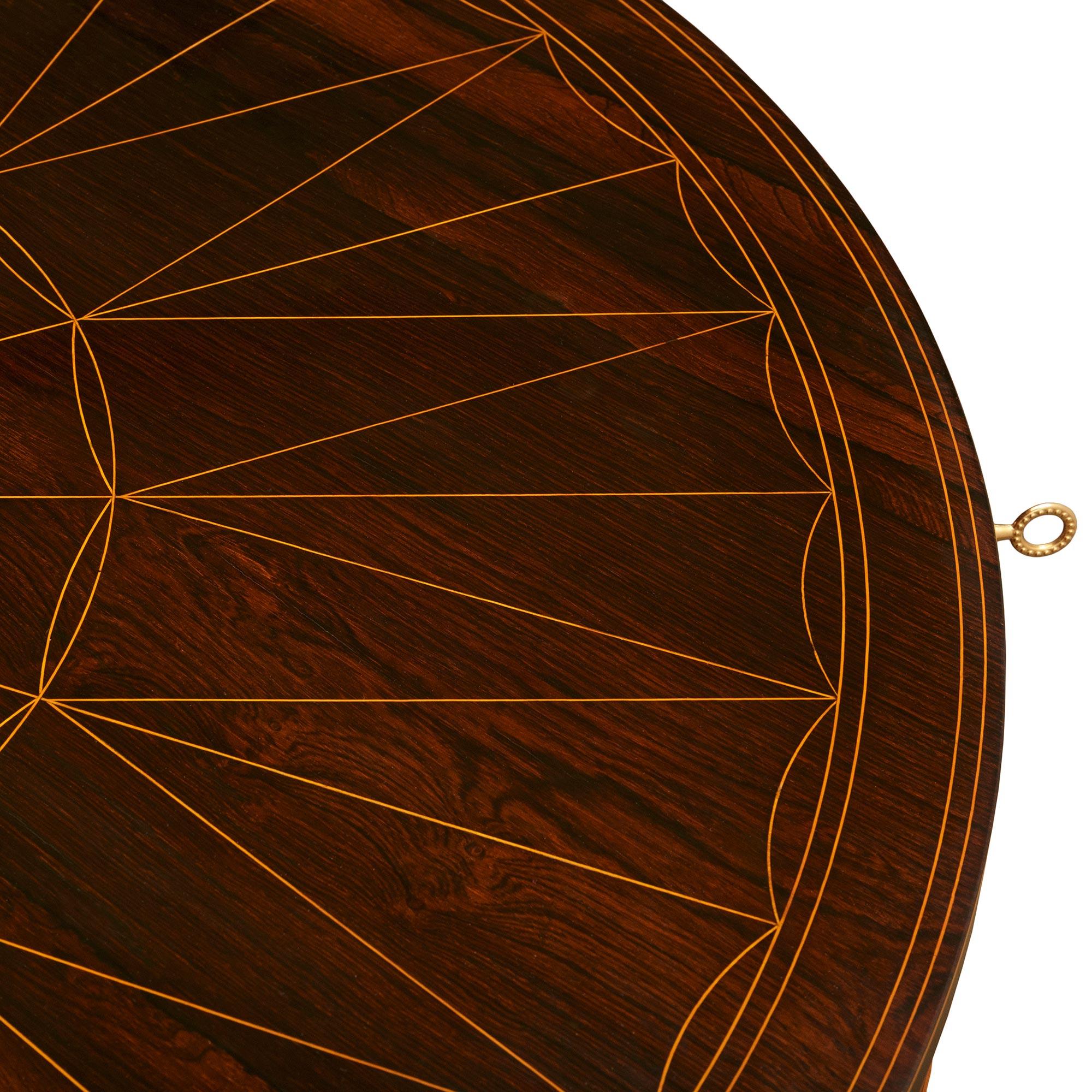 19th Century French 19th century Charles X Period Mahogany, Rosewood and Maple center table For Sale