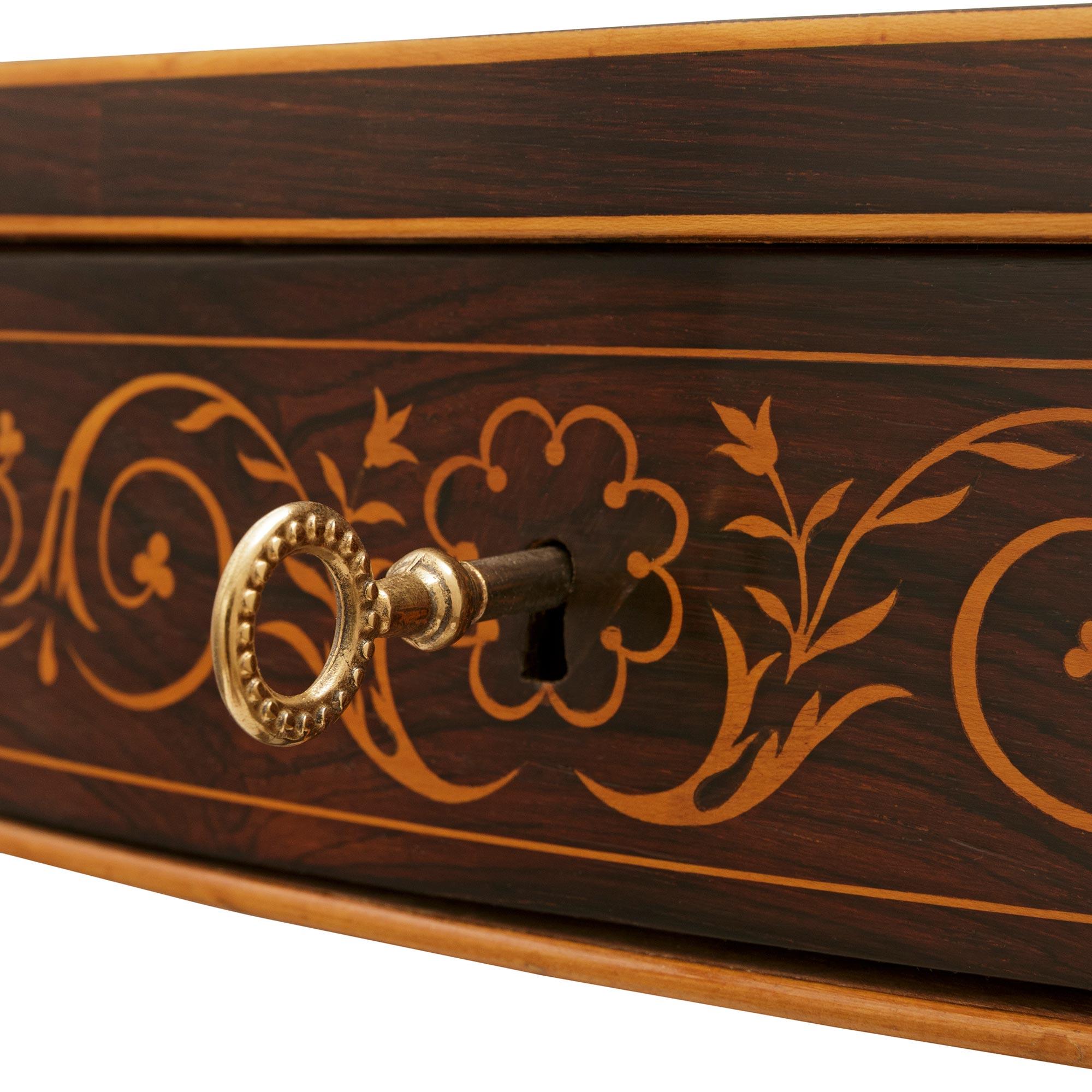 Brass French 19th century Charles X Period Mahogany, Rosewood and Maple center table For Sale
