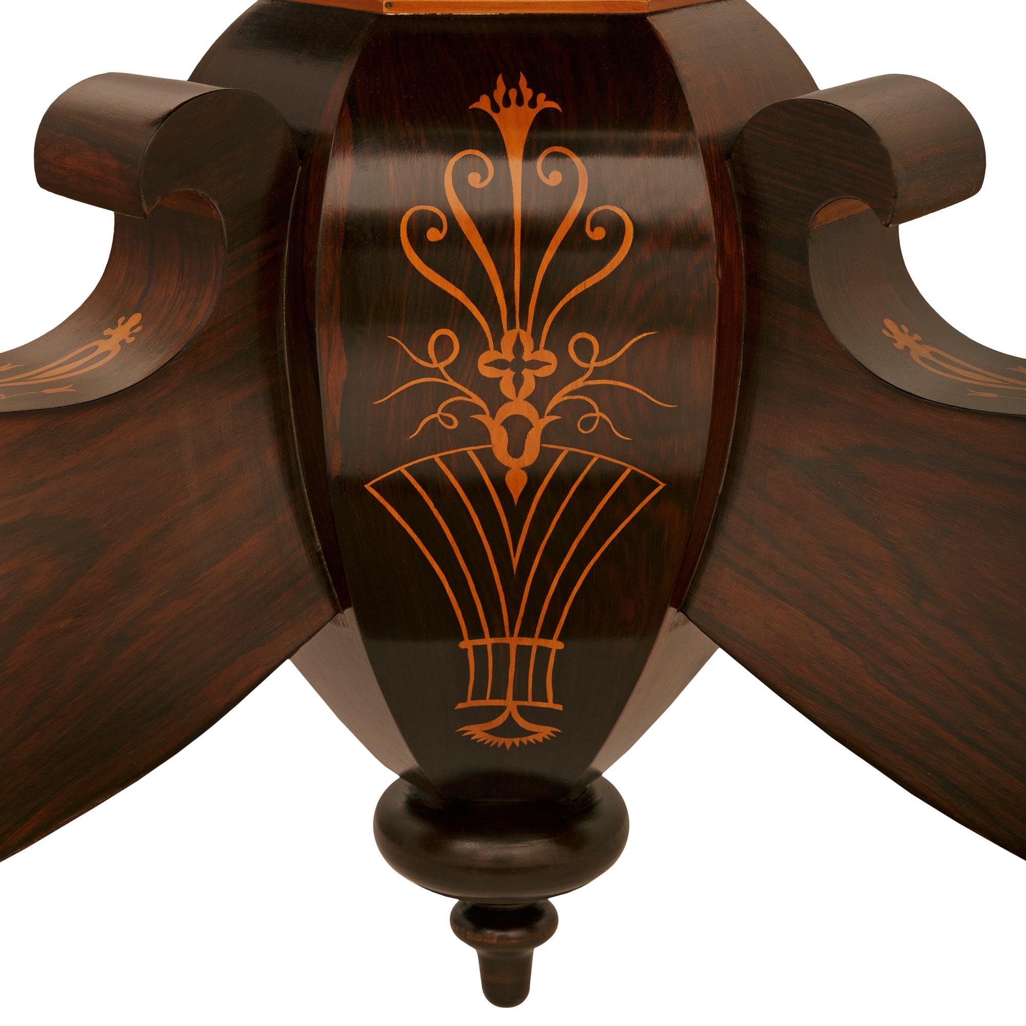 French 19th century Charles X Period Mahogany, Rosewood and Maple center table For Sale 3