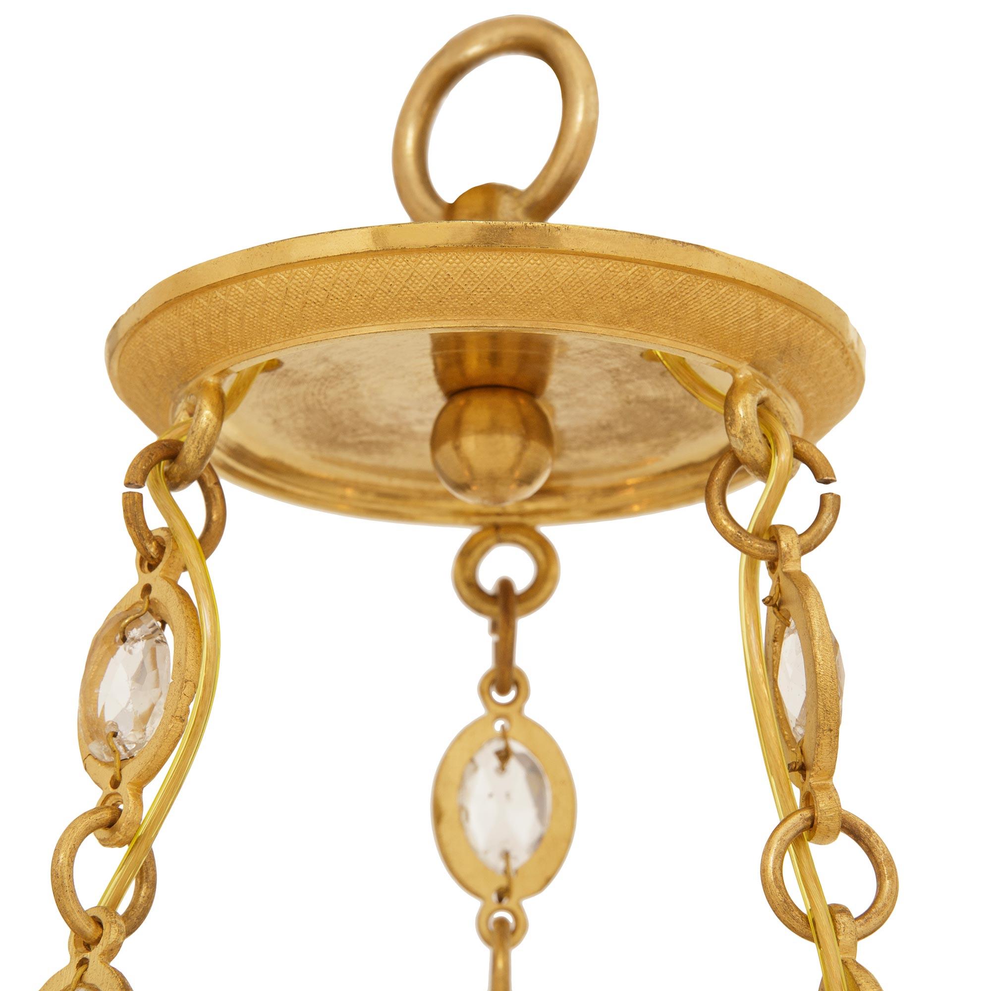 19th Century French 19th century Charles X Period Ormolu and Baccarat Crystal chandelier For Sale