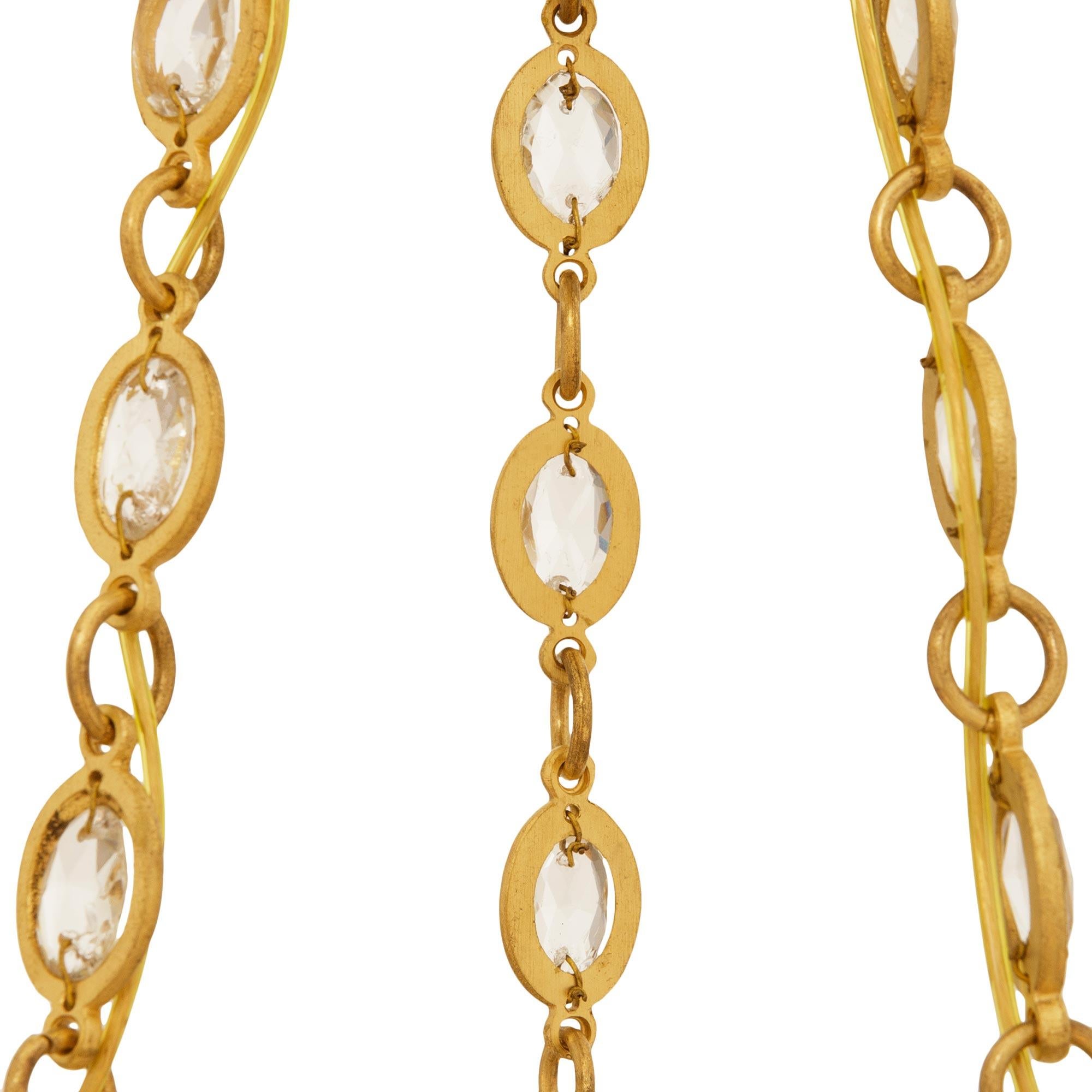 French 19th century Charles X Period Ormolu and Baccarat Crystal chandelier For Sale 1
