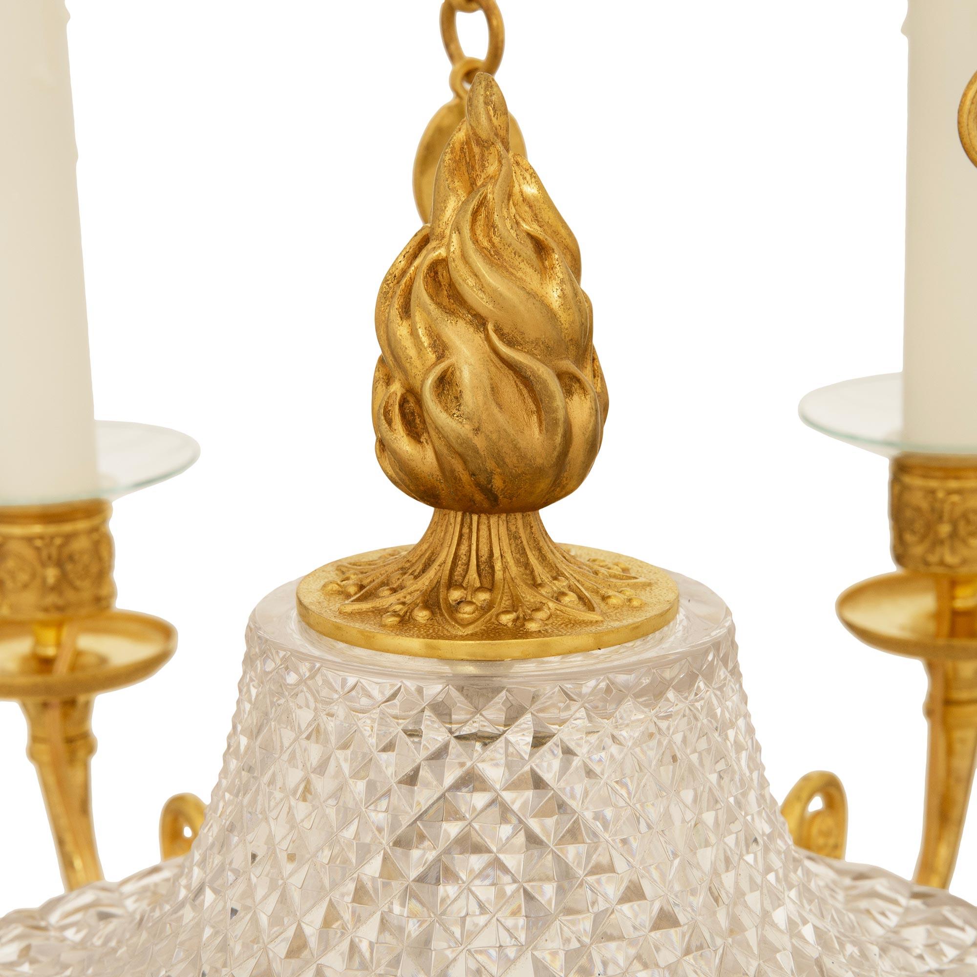 French 19th century Charles X Period Ormolu and Baccarat Crystal chandelier For Sale 2