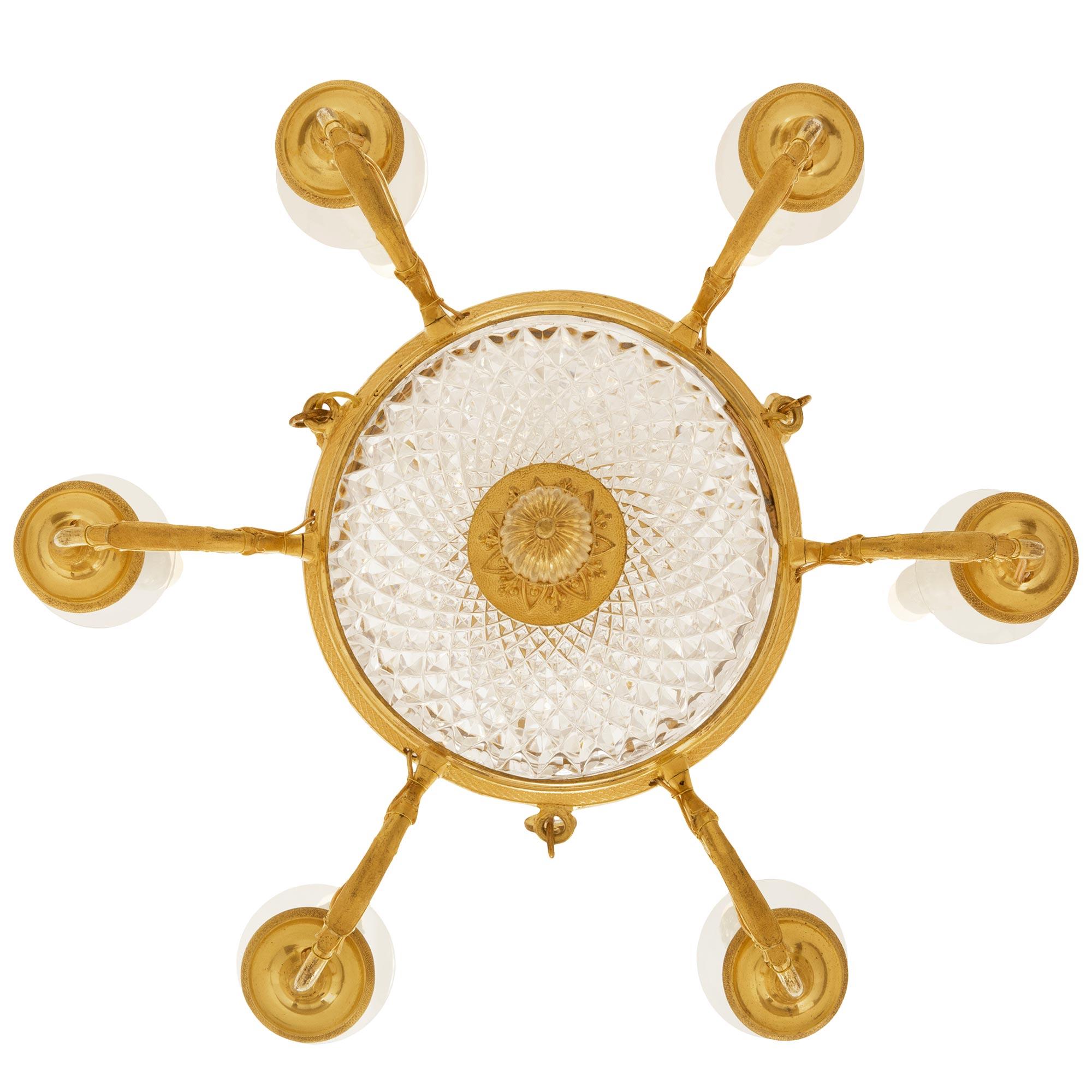 French 19th century Charles X Period Ormolu and Baccarat Crystal chandelier For Sale 5