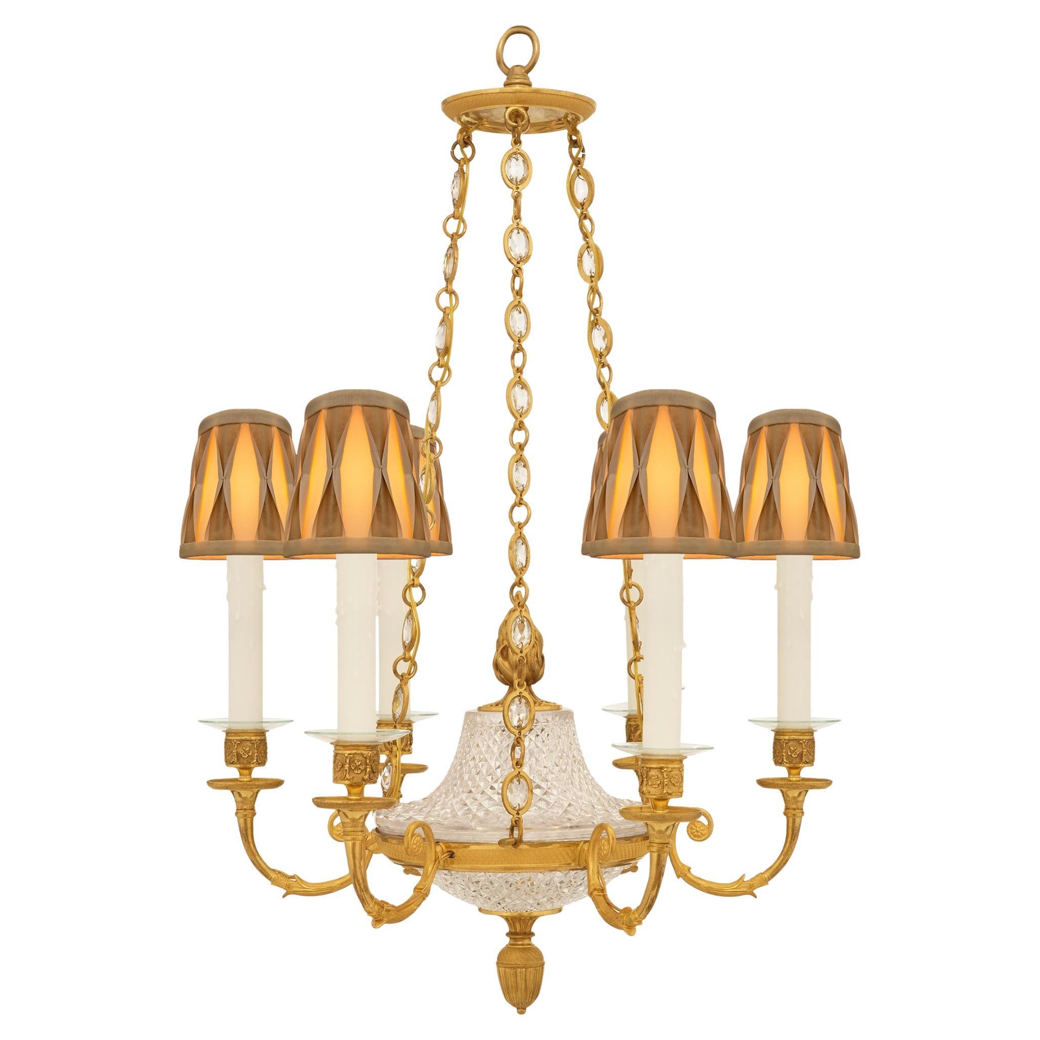 French 19th century Charles X Period Ormolu and Baccarat Crystal chandelier For Sale