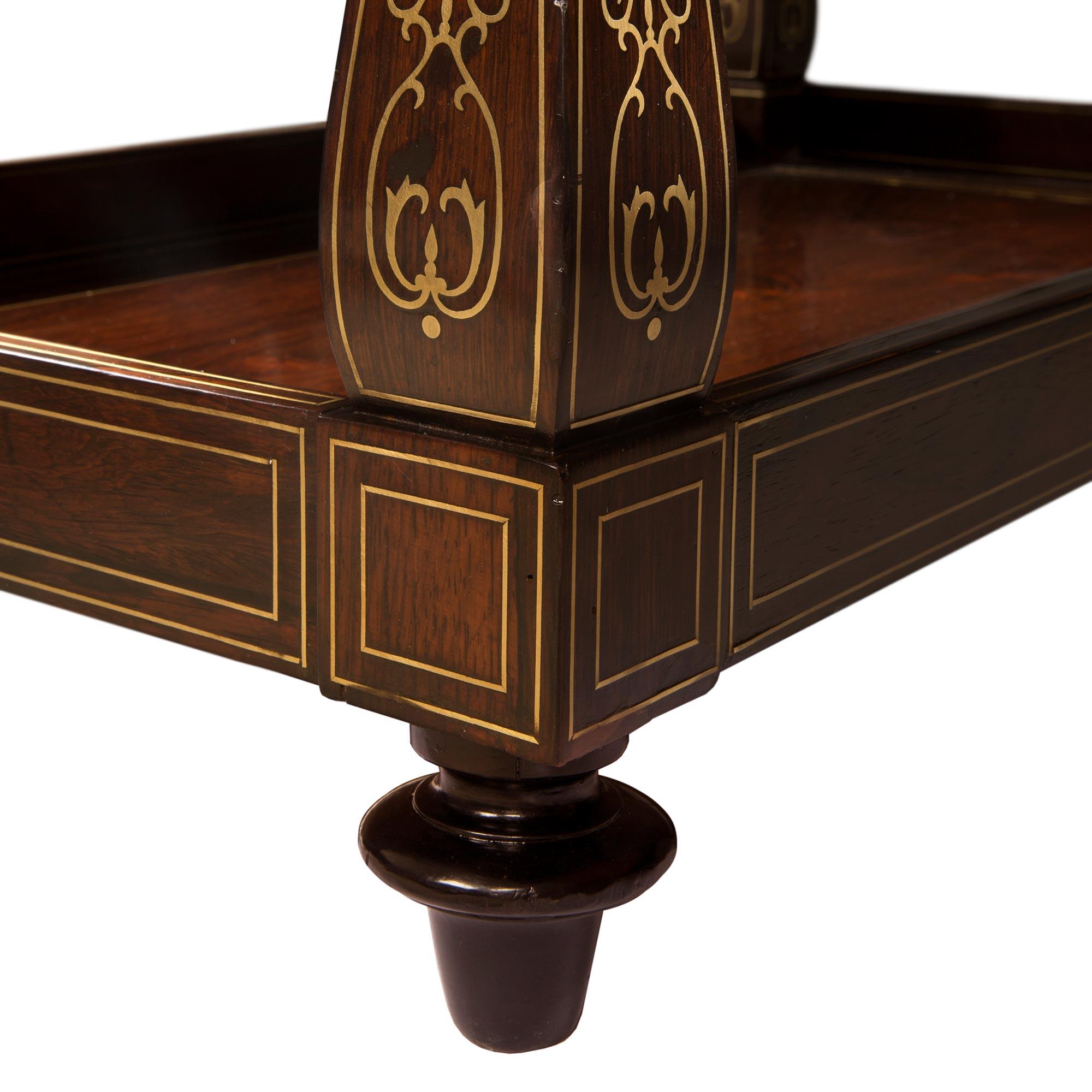 French 19th Century Charles X Period Rosewood and Brass Inlaid Desk For Sale 7