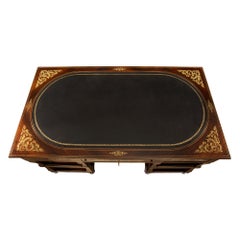 French 19th Century Charles X Period Rosewood and Brass Inlaid Desk