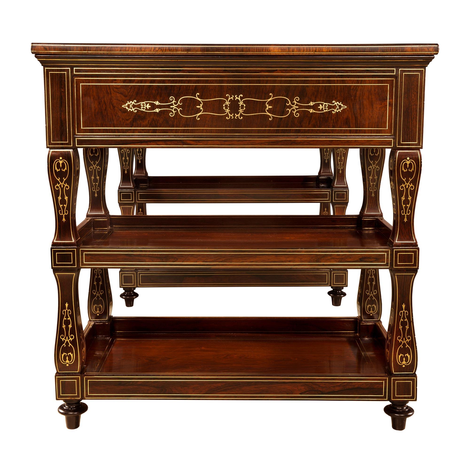 French 19th Century Charles X Period Rosewood and Brass Inlaid Desk For Sale 3