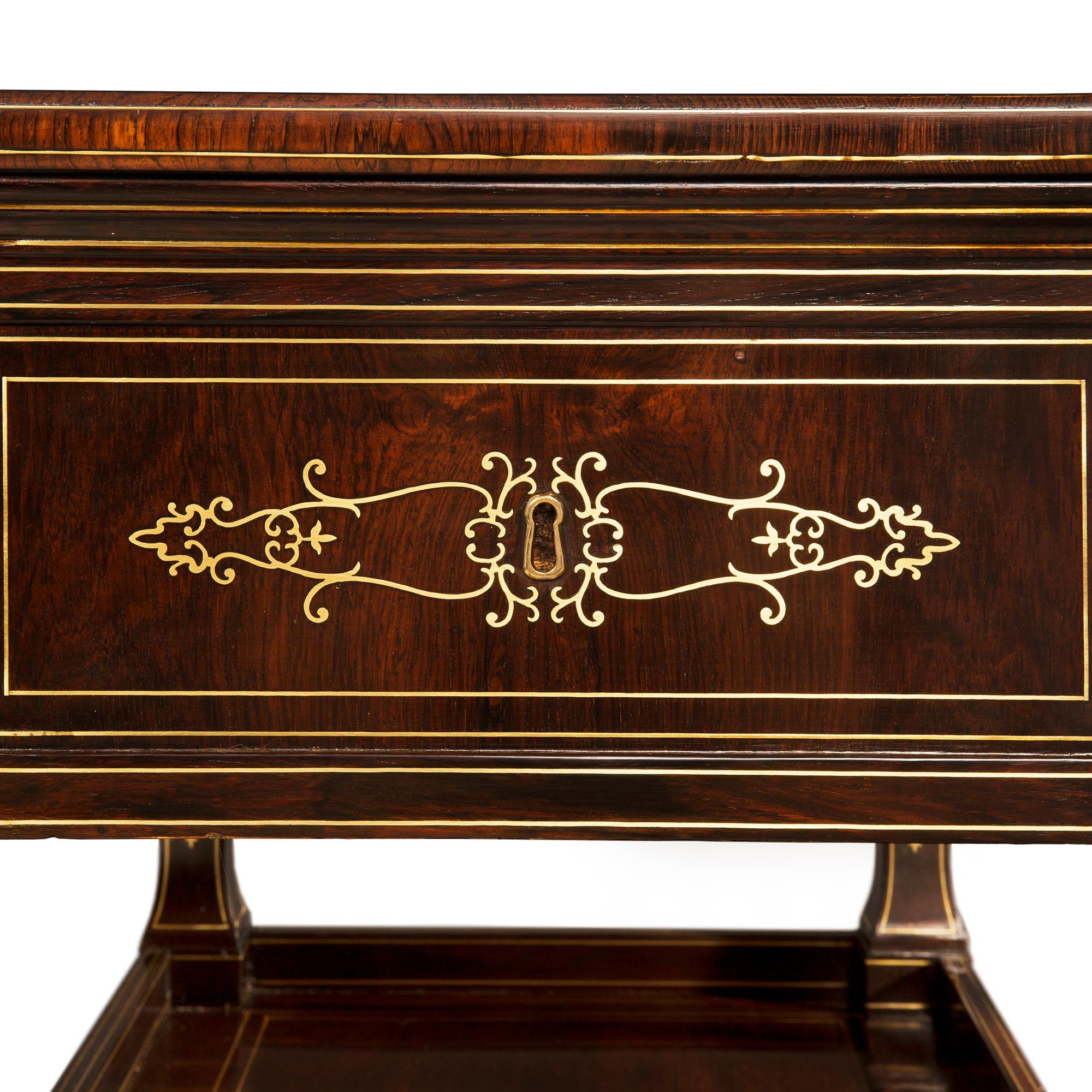 French 19th Century Charles X Period Rosewood and Brass Inlaid Desk For Sale 4