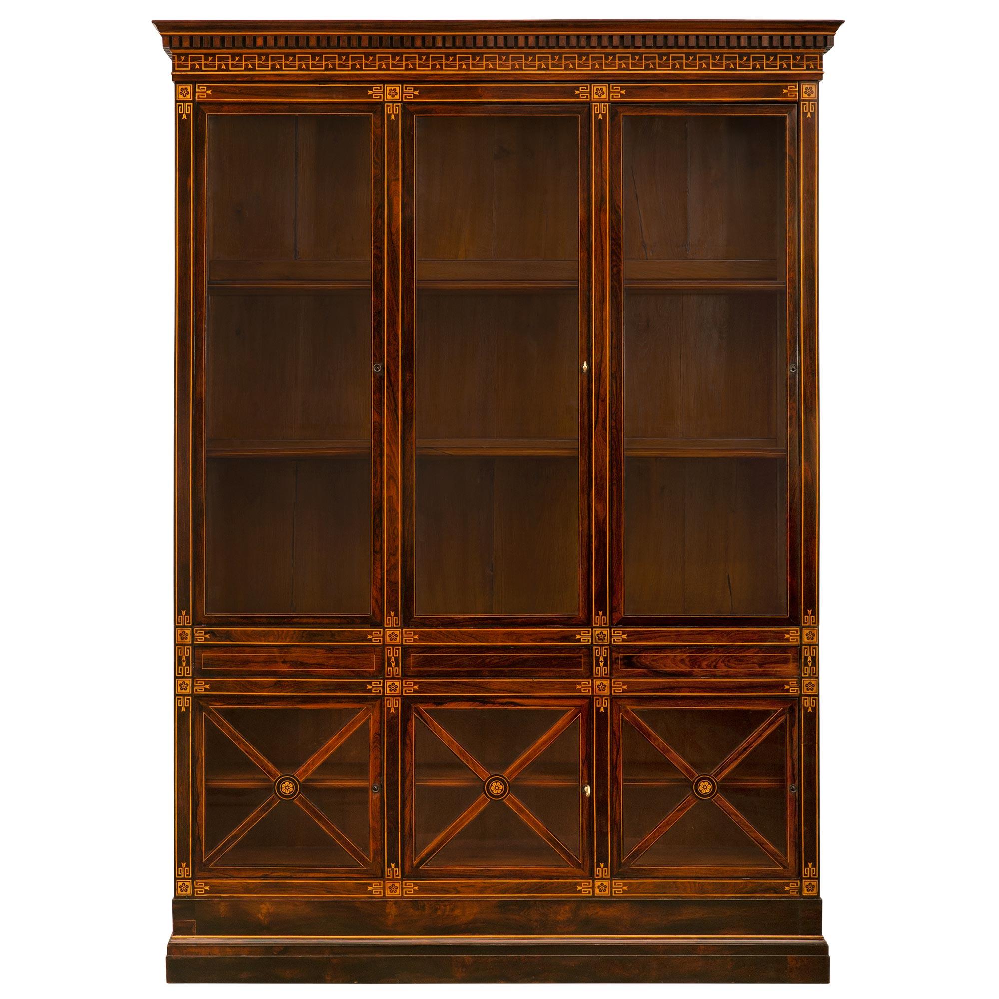 French 19th Century Charles X Period Rosewood And Maple Bookcase/Vitrine For Sale 6