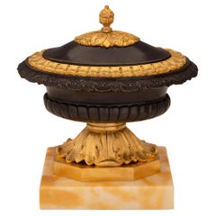 French 19th Century Charles X St. Bronze, Ormolu and Sienna Marble Inkwell