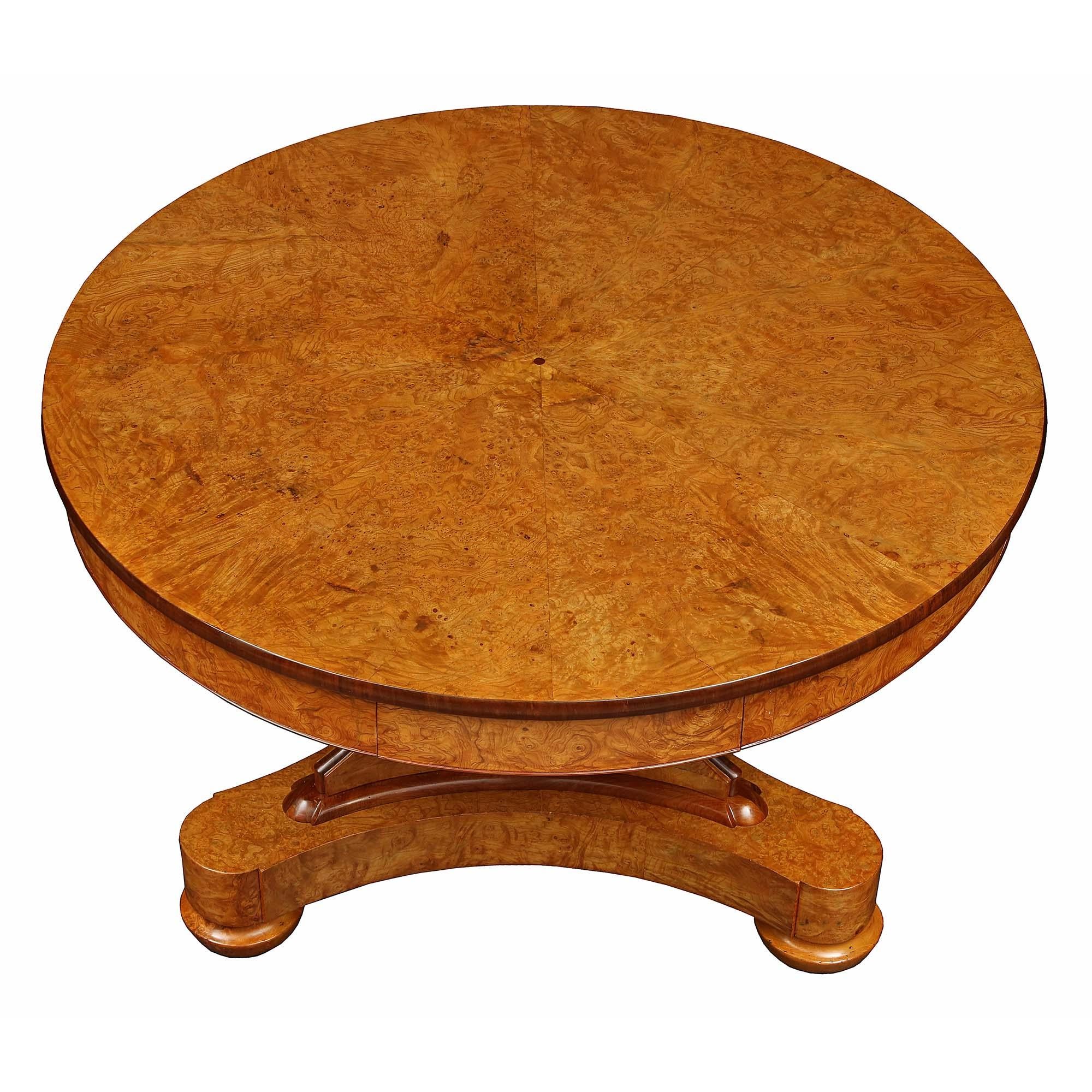 French 19th Century Charles X St. Burl Walnut Center Table 1