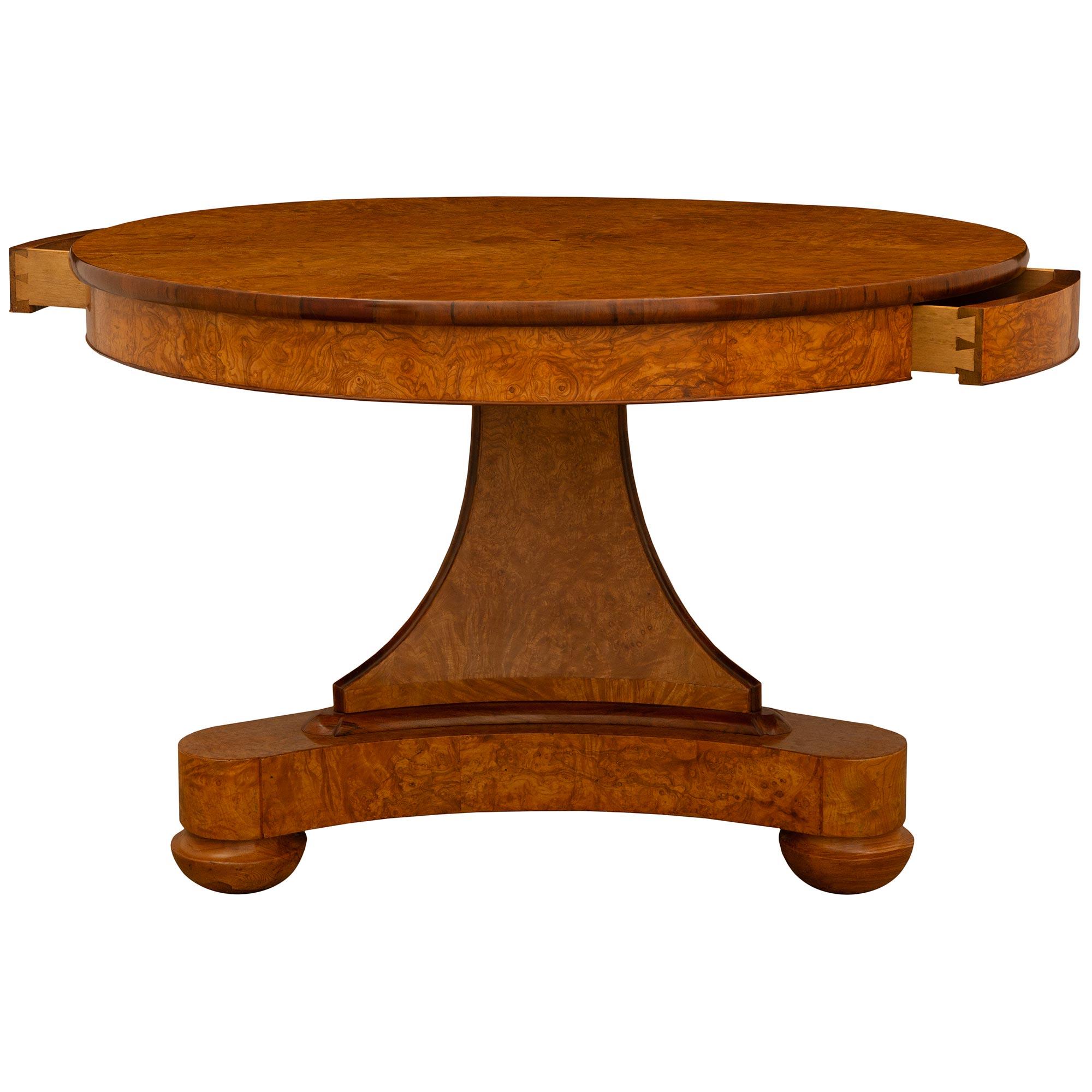 French 19th Century Charles X St. Burl Walnut Center Table For Sale 1