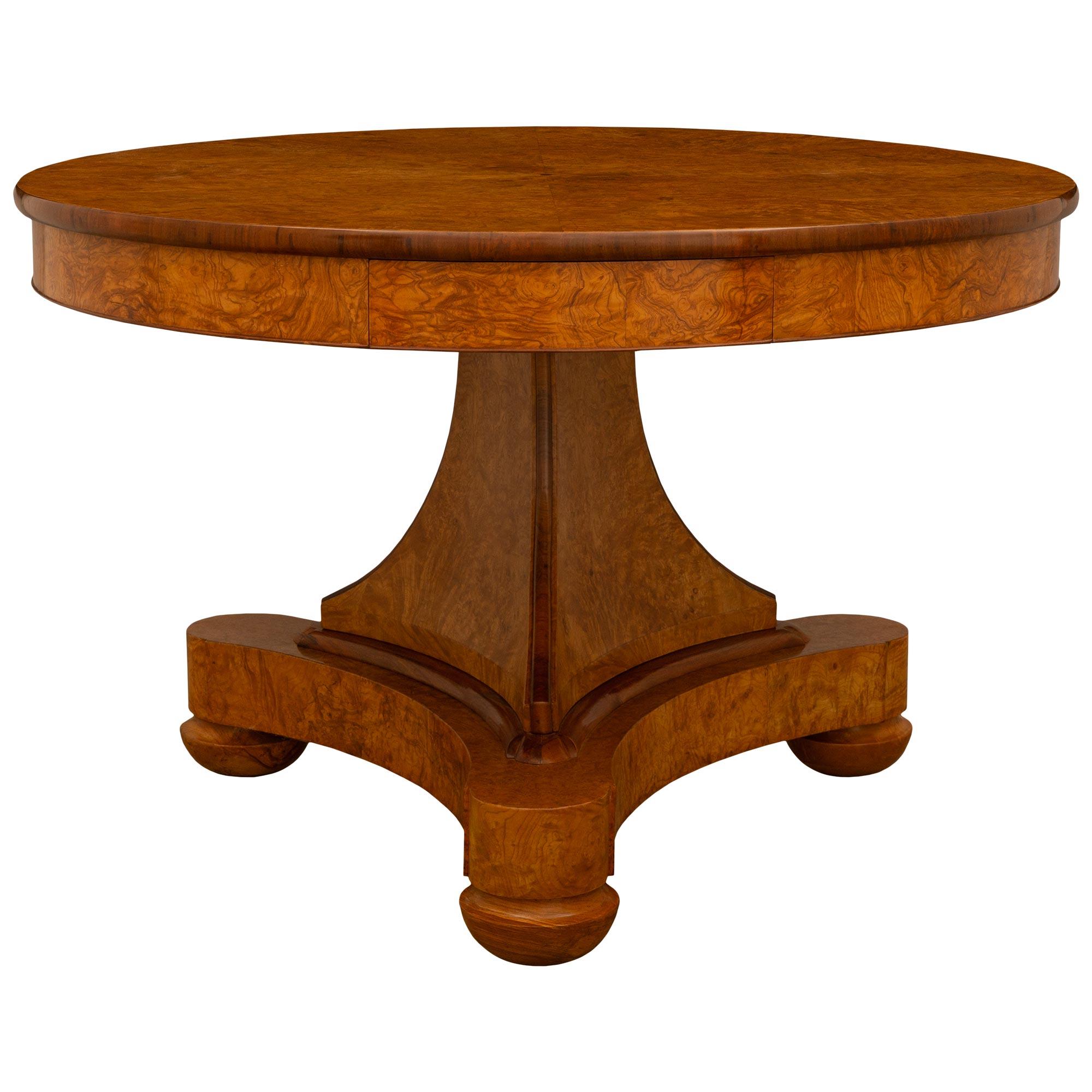 French 19th Century Charles X St. Burl Walnut Center Table For Sale 6