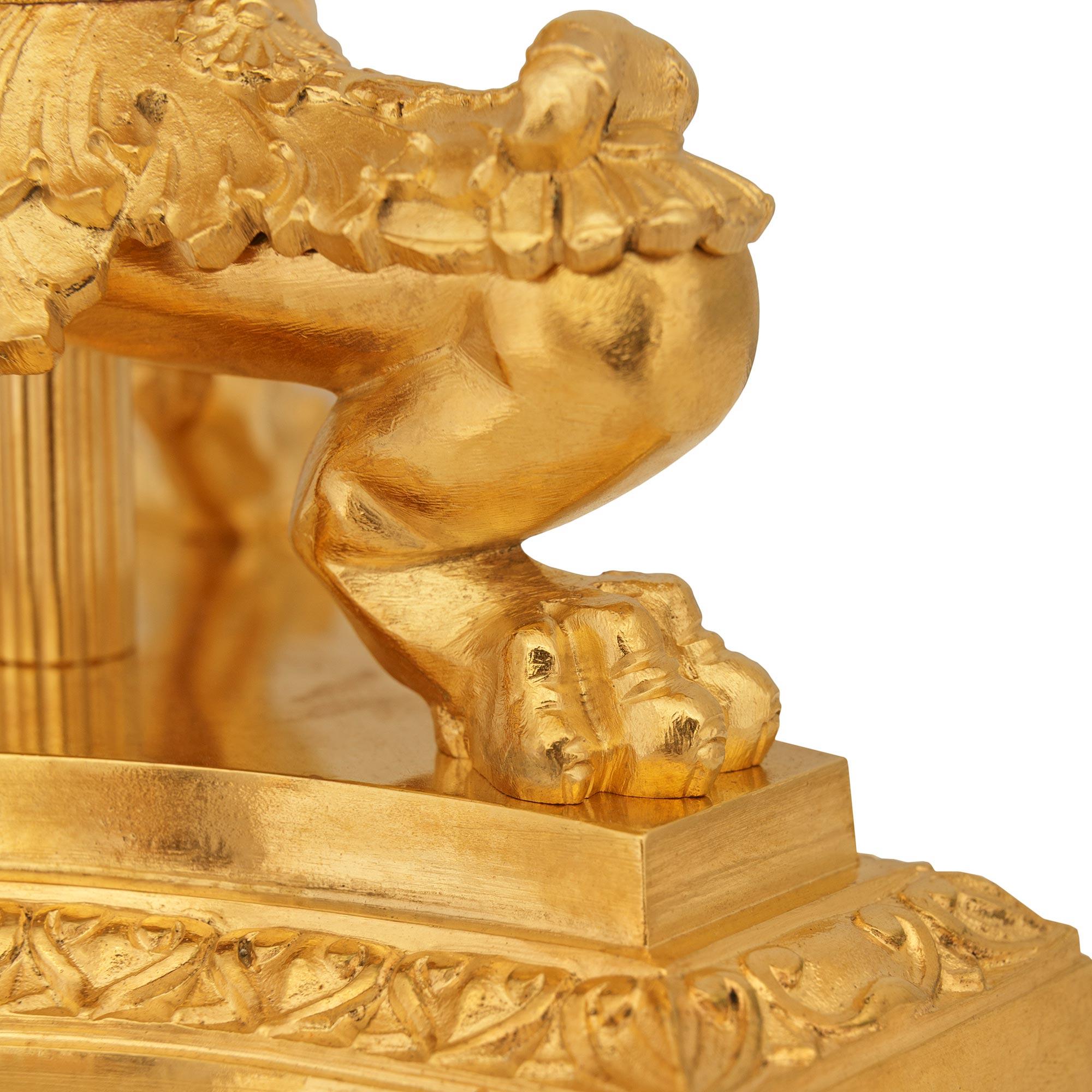French 19th century Charles X st. Calacatta marble, Bronze and Ormolu lamps siglo XIX en venta
