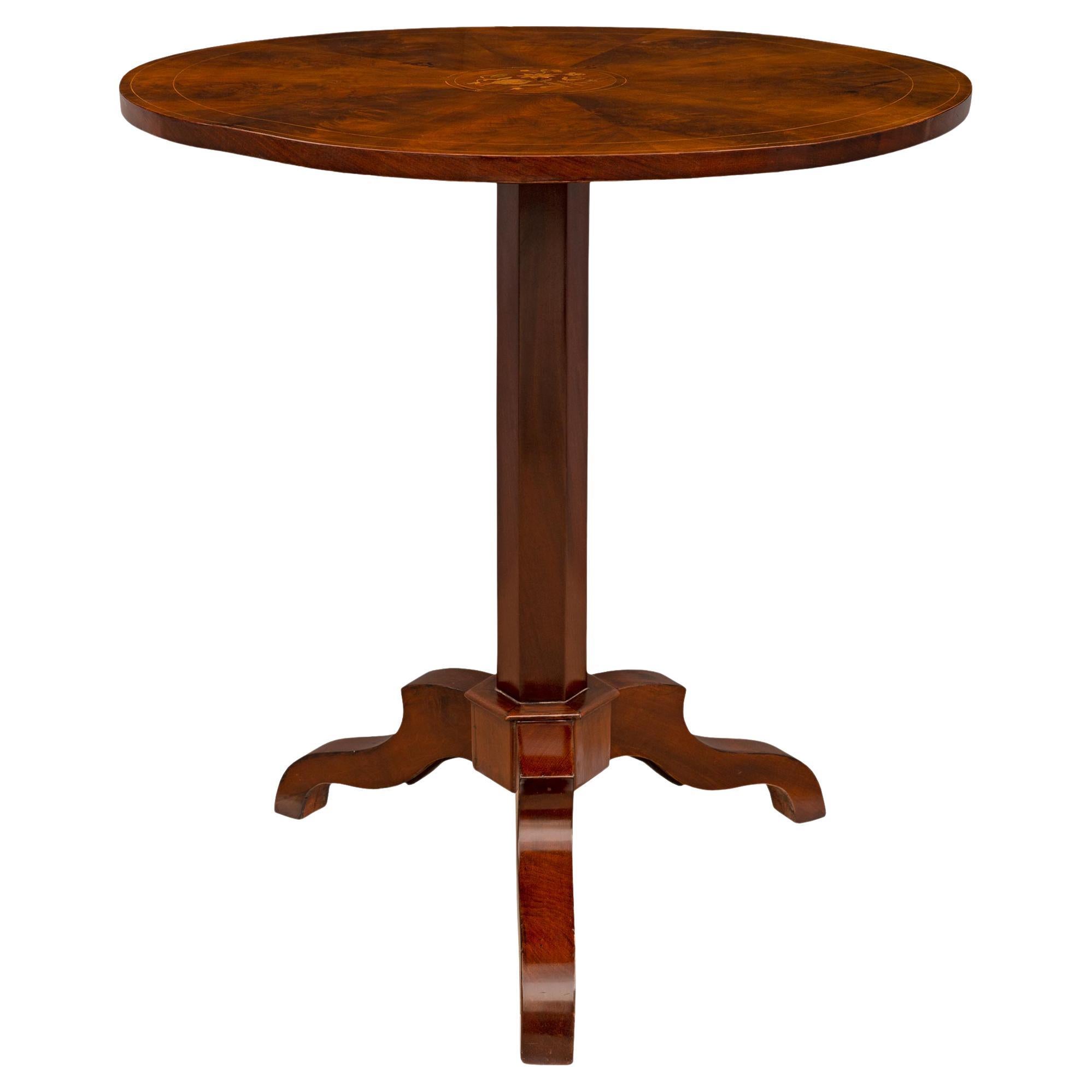 French 19th Century Charles X St. Mahogany and Tulipwood Tilt Top Side Table