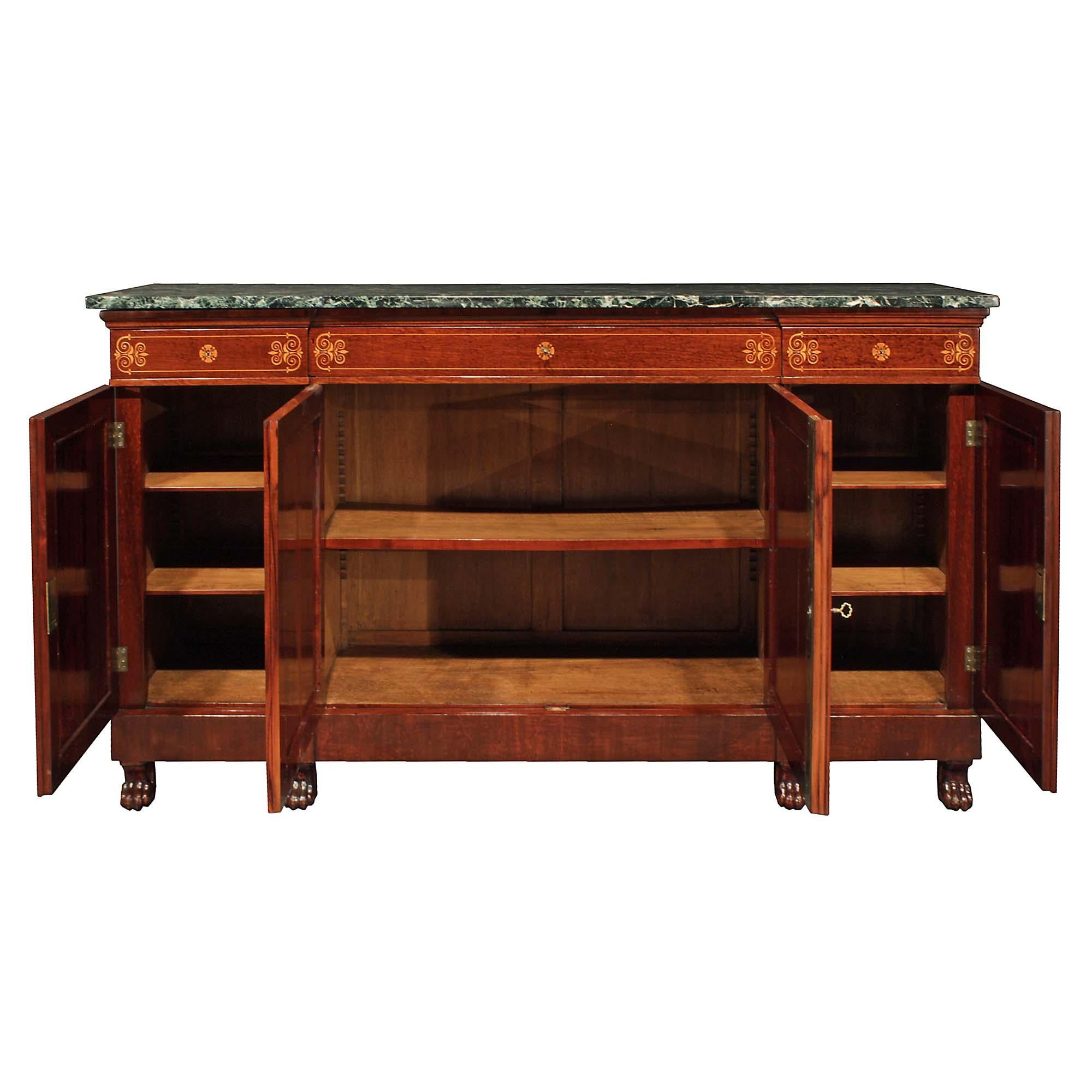 French 19th Century Charles X St. Moucheté Mahogany Buffet In Good Condition For Sale In West Palm Beach, FL