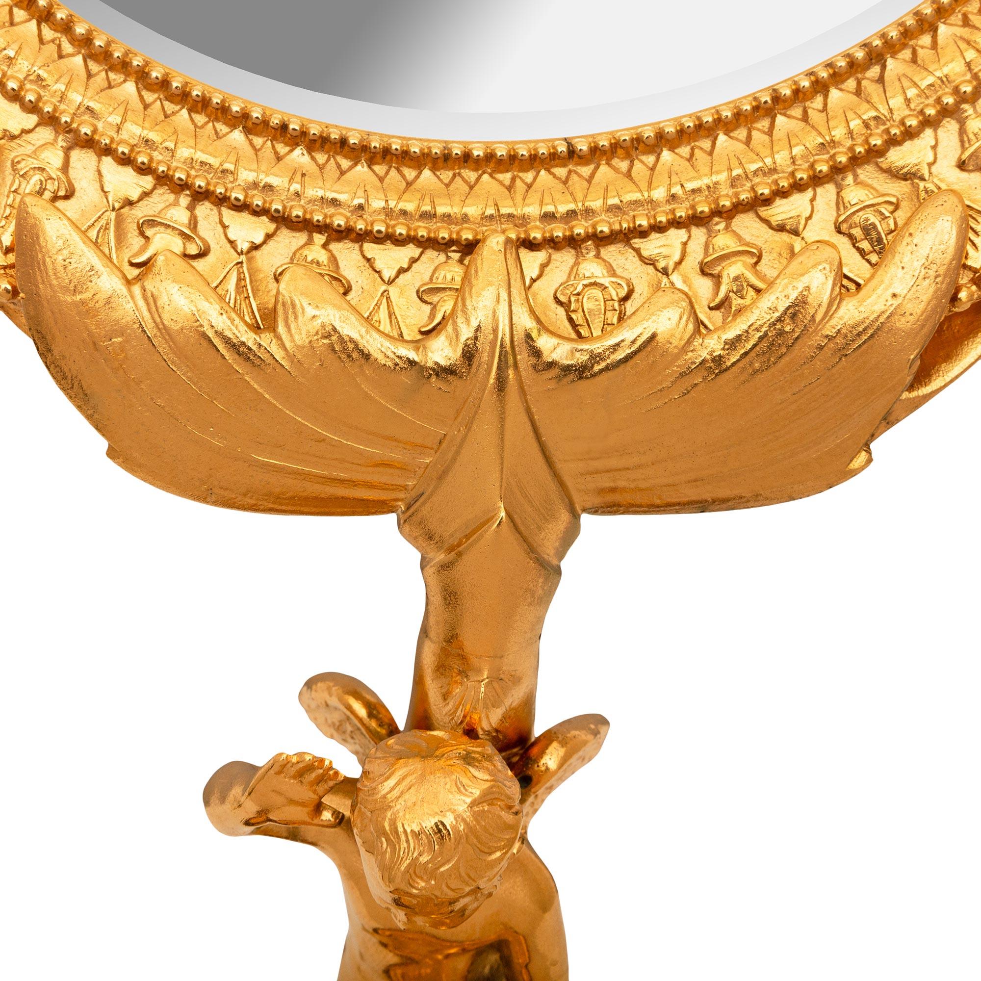 French 19th Century Charles X St. Ormolu And Rouge Griotte Marble Vanity Mirror For Sale 3