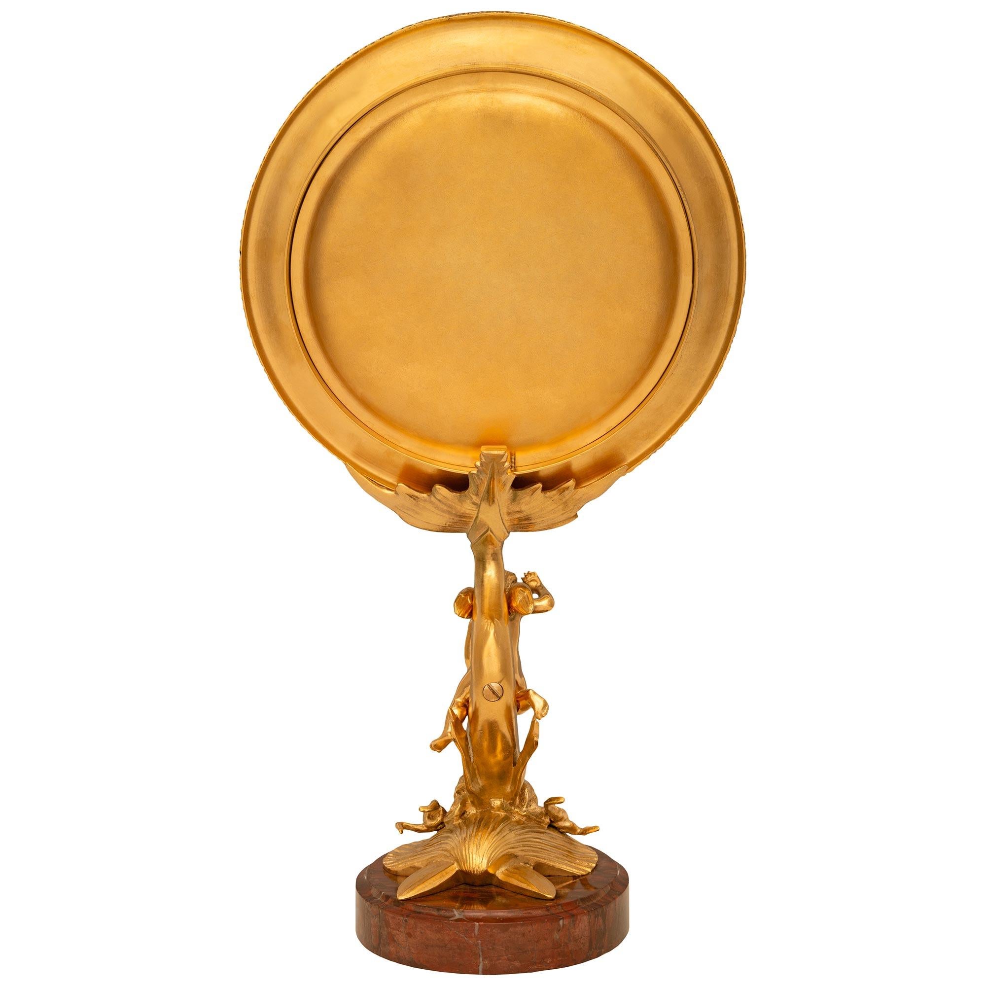 French 19th Century Charles X St. Ormolu And Rouge Griotte Marble Vanity Mirror For Sale 5