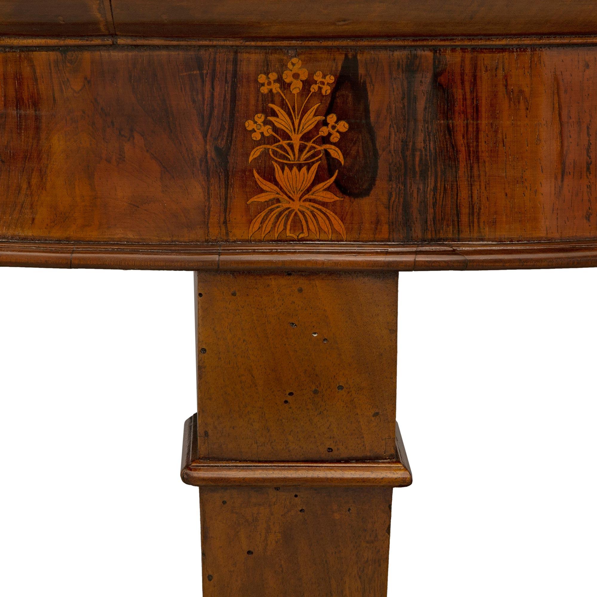 French 19th Century Charles X St. Walnut, Maplewood & Marble Center Table For Sale 2