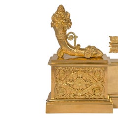 French 19th Century Charles X Style Ormolu and Silvered Bronze Andiron