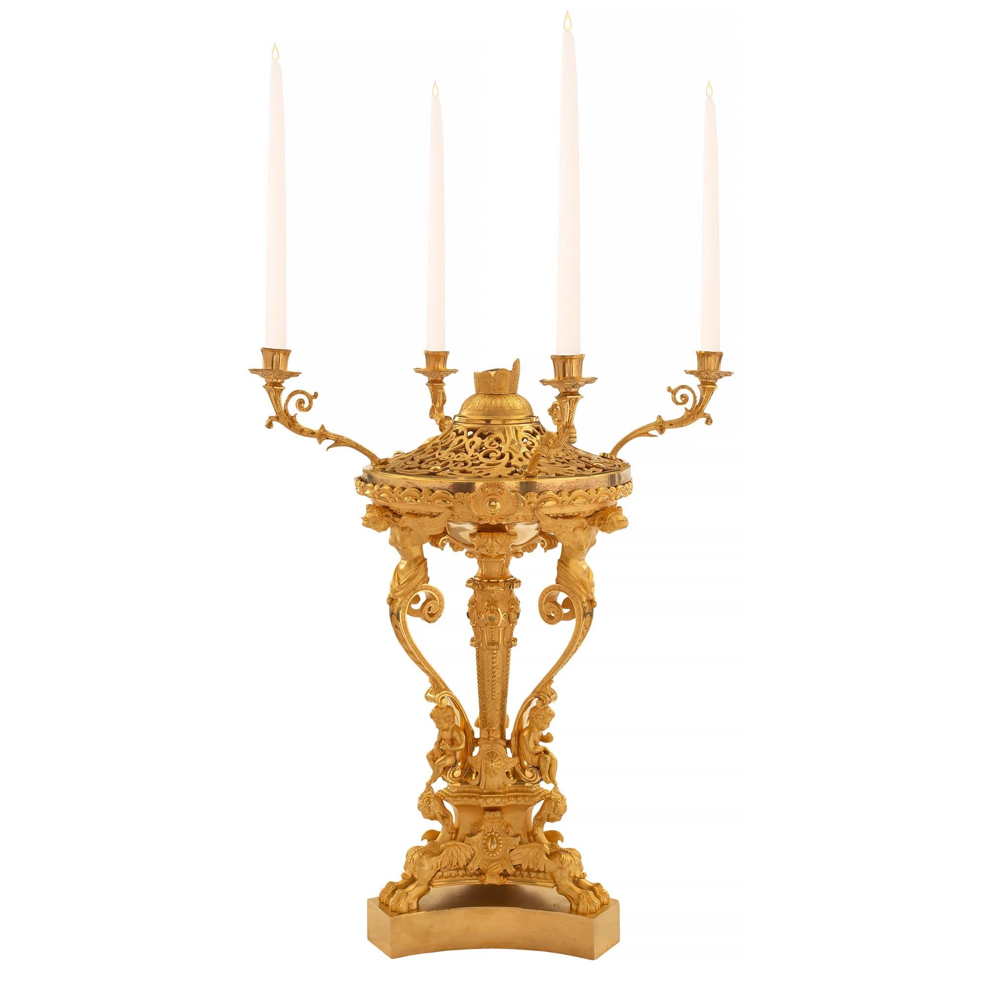French 19th Century Charles X Style Ormolu Centerpiece with Pot Pourri Top For Sale 1