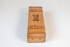 French 19th Century Cherry and Brass Glove Box with Low-Relief Carved Motifs