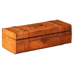 French 19th Century Cherry and Brass Glove Box with Low-Relief Carved Motifs