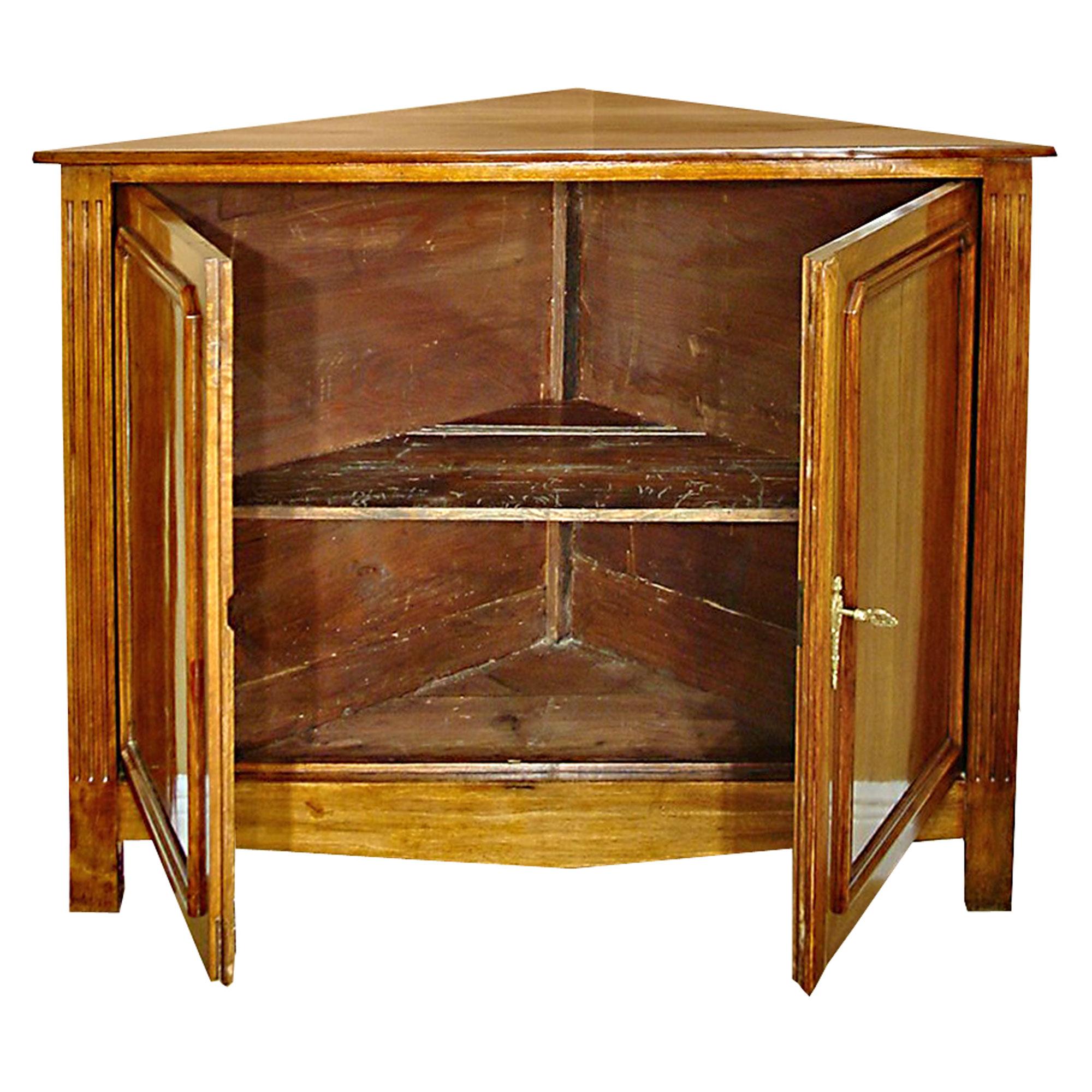 Louis XVI French 19th Century Cherry Corner Cabinet For Sale