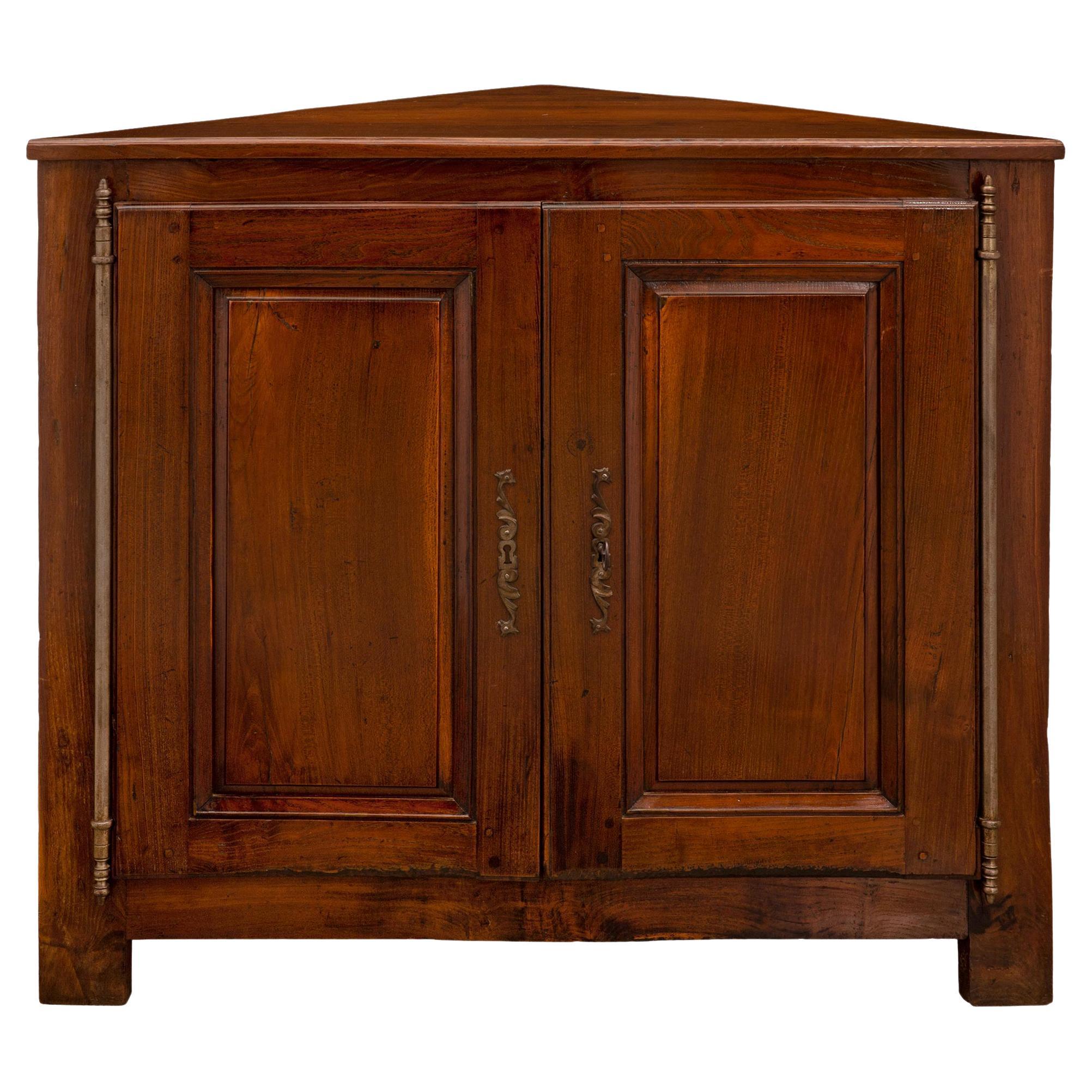French 19th Century Cherry Corner Cabinet with Two Doors For Sale