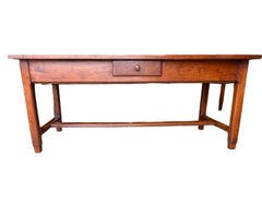 French 19th Century Cherry Farm Table, Kitchen Table, Dining Table