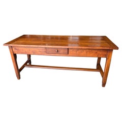 French 19th Century Cherry Farm Table, Kitchen Table, Dining Table