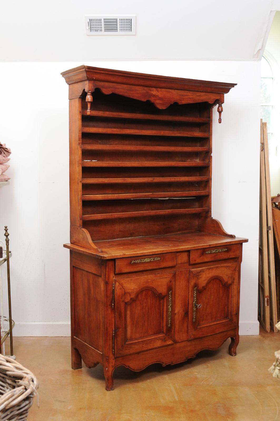 French 19th Century Cherry Vaisselier from the Charente Region with Finials 4