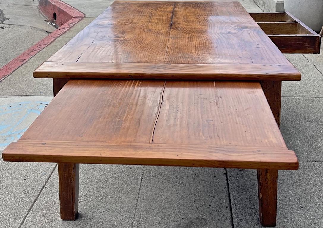 French 19th Century Cherrywood Coffee Table With Extension And One Side Drawer For Sale 7