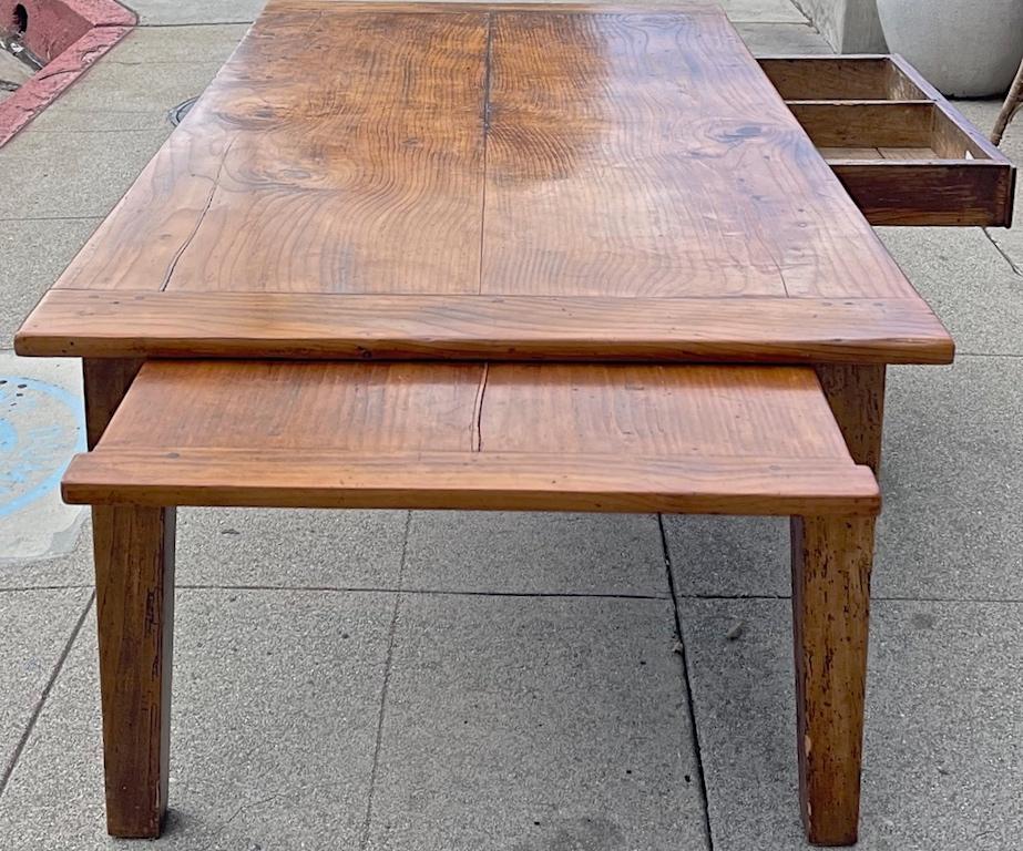 French 19th Century Cherrywood Coffee Table With Extension And One Side Drawer For Sale 3