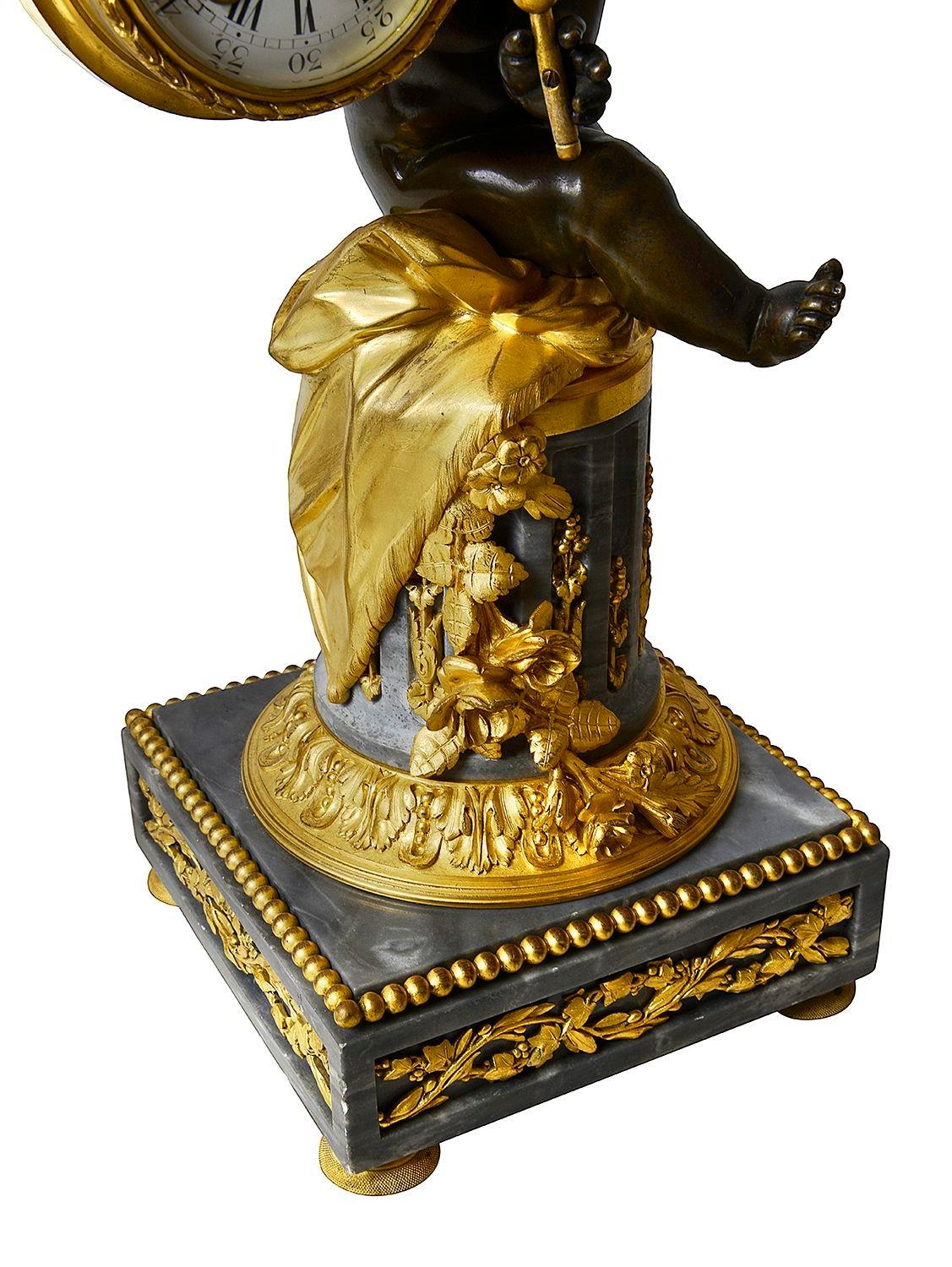 French 19th Century Cherub clock set, by Deniere, Paris In Good Condition For Sale In Brighton, Sussex